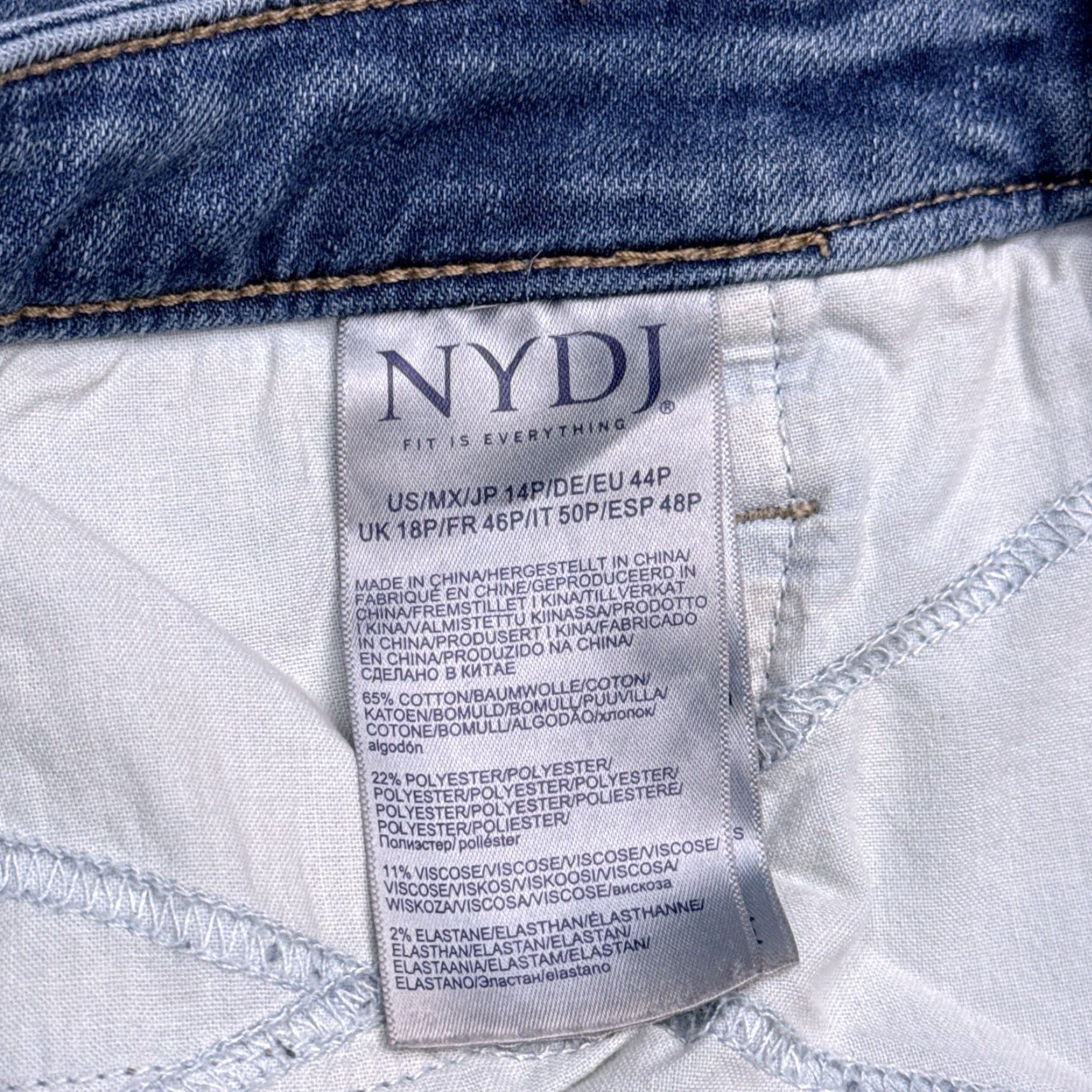 NYDJ NYDJ Jeans Womens 14P Petite Mid Rise Stretch Denim 5-Pocket City Blue Slim Tapered Size 36" / US 14 / IT 50 - 5 Thumbnail