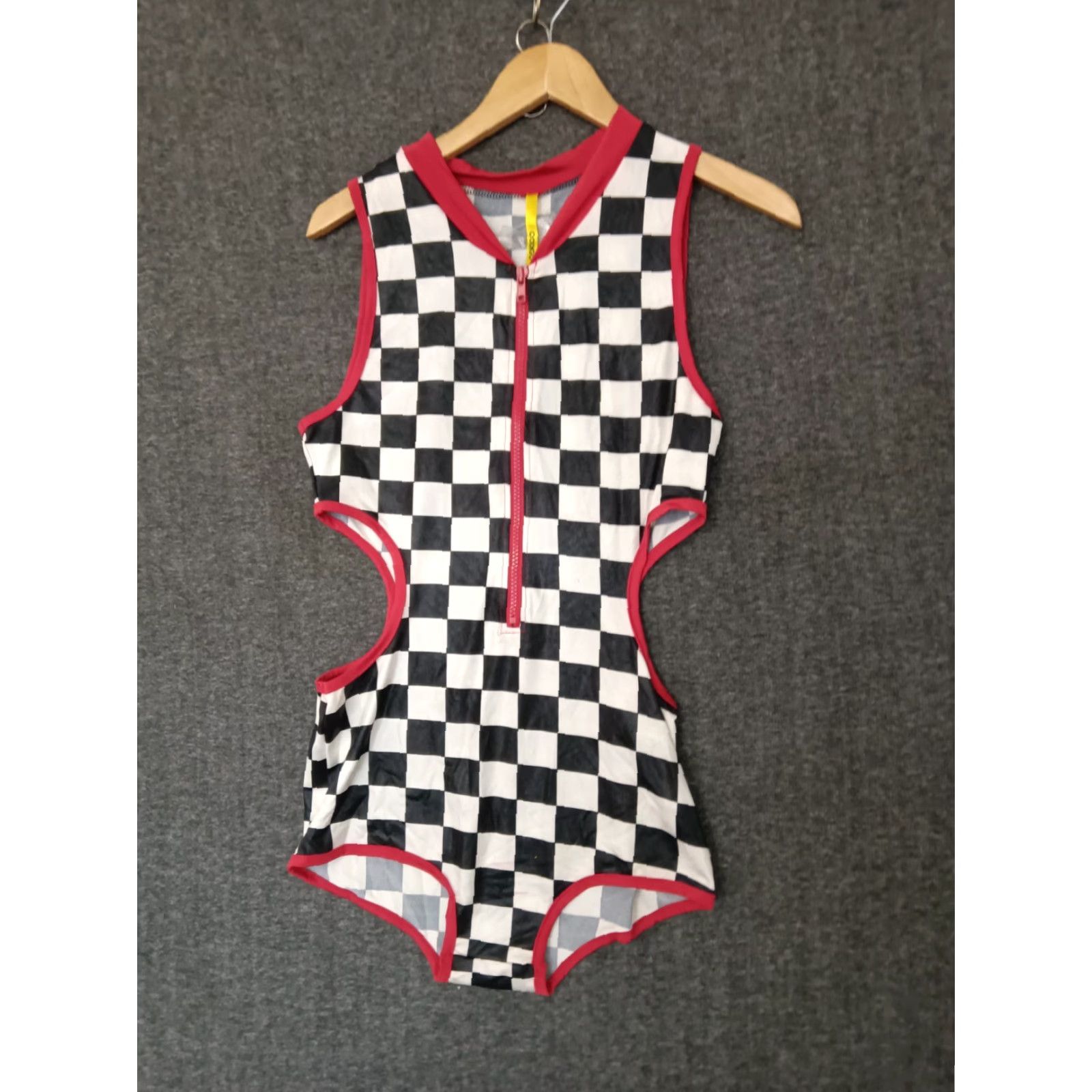 Vintage Codigo Women's One Piece Zip Checkerboard Style Swimsuit Size L Size ONE SIZE - 2 Thumbnail