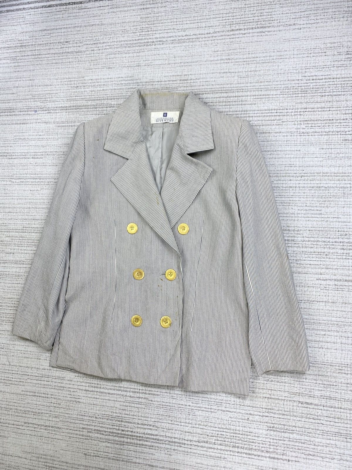 Givenchy × Vintage Vintage GIVENCHY Herringbone Stripe Double Collar Blazer Size US M / EU 48-50 / 2 - 4 Thumbnail
