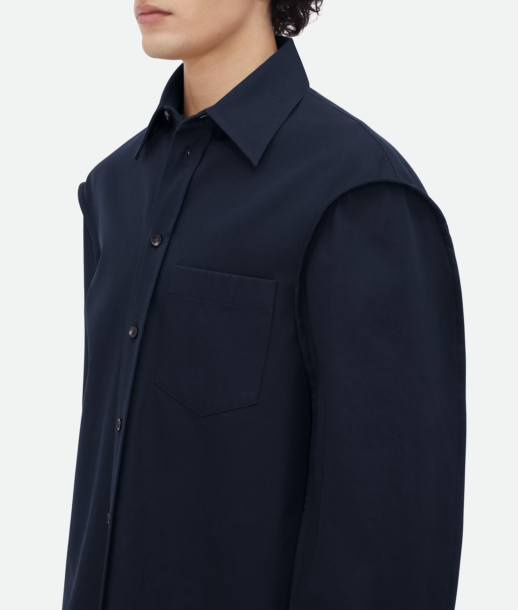 Bottega Veneta o1s1rm0426 Cotton Twill Shirt in Navy Size US M / EU 48-50 / 2 - 5 Thumbnail