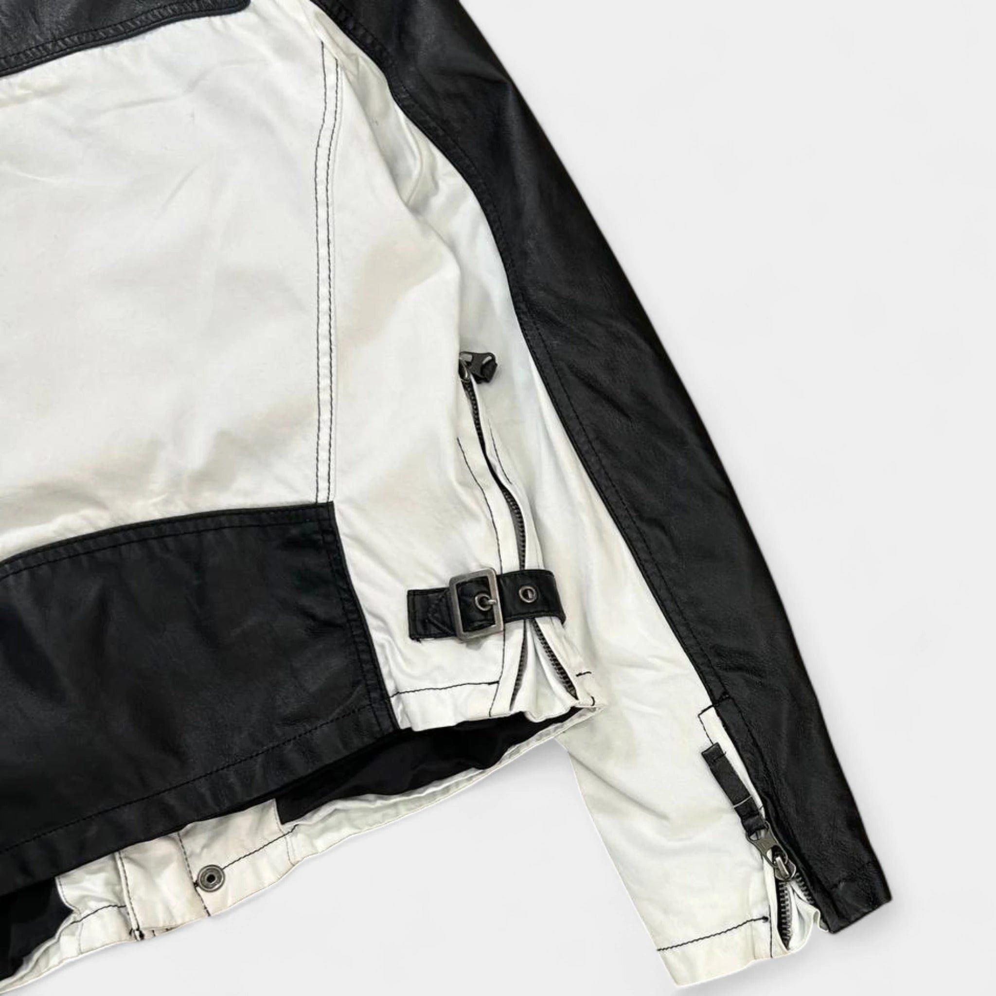 Armani Armani Jeans 2000's Black and White Leather Jacket Size US M / EU 48-50 / 2 - 7 Thumbnail
