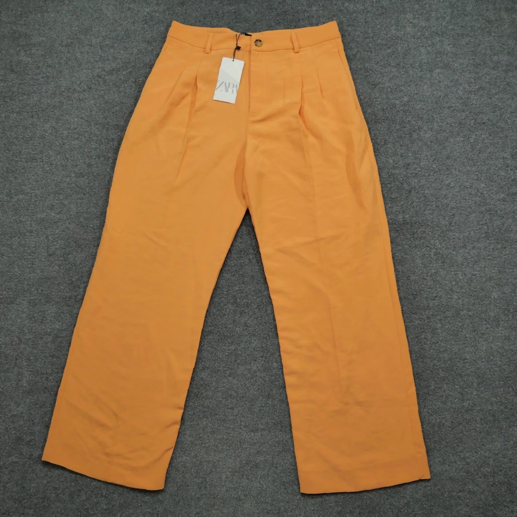 Zara Zara Pants Womens Large Orange Wide Leg Baggy Pleated 33x32 Slacks Size 24" / US 00 / IT 34 - 2 Thumbnail