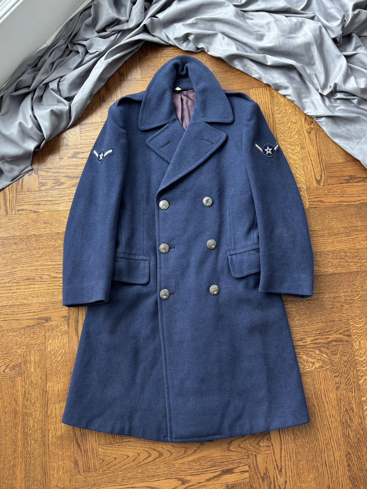 Vintage 1960s USAF Overcoat Vintage Wool Jacket Pembroke Trench 60s Size US S / EU 44-46 / 1 - 2 Thumbnail