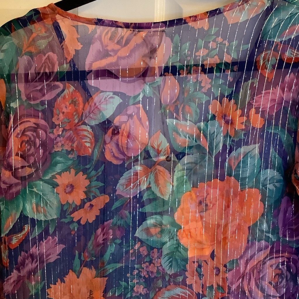 Anthropologie Women's Aratta Floral Dress M Blue purple Orange Size M / US 6-8 / IT 42-44 - 7 Thumbnail