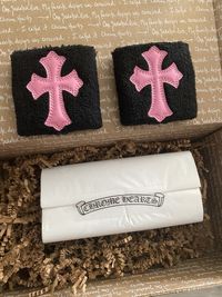Chrome Hearts Pink Patent Leather Cross Patch Sweatbands
