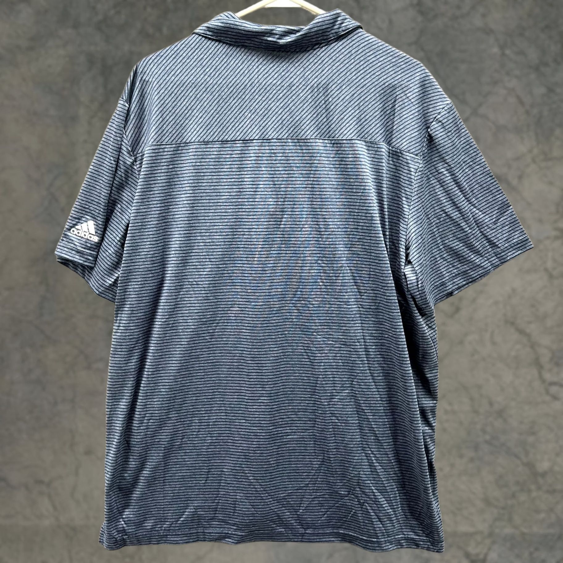 Adidas Adidas Polo Shirt Men 2XL Blue Stripes Golf Preppy Performance Size 48R - 1 Thumbnail