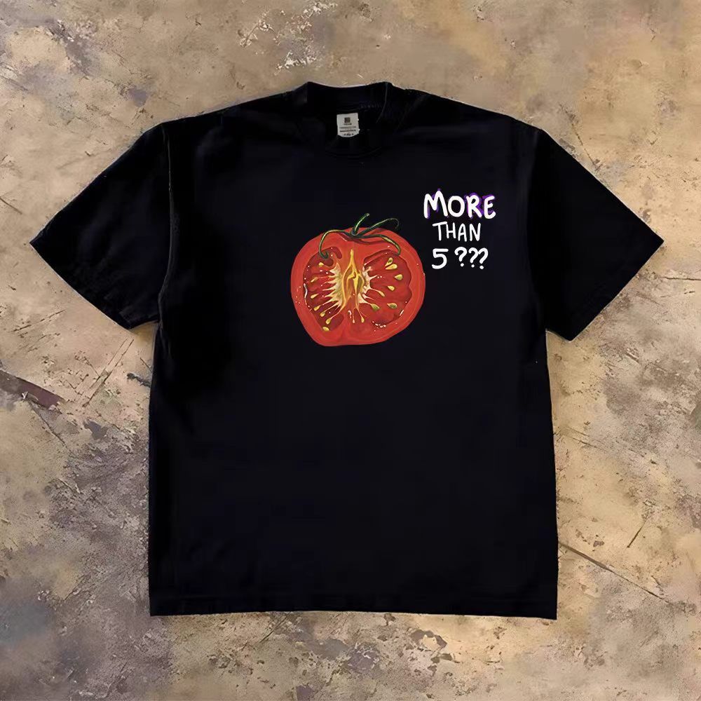 Vintage Black Washed Vintage T-Shirt with Tomato Print Size US L / EU 52-54 / 3 - 1 Thumbnail