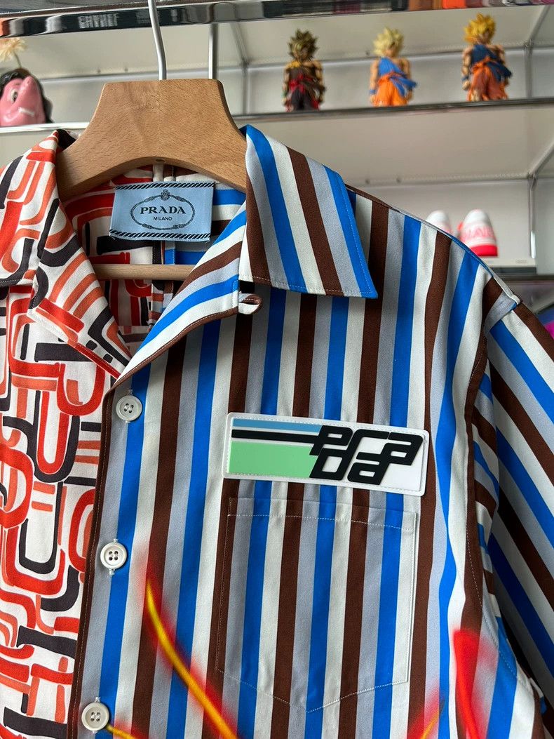 Prada Prada Double match18fw flame stripe stitching short-sleeved Size US S / EU 44-46 / 1 - 3 Thumbnail