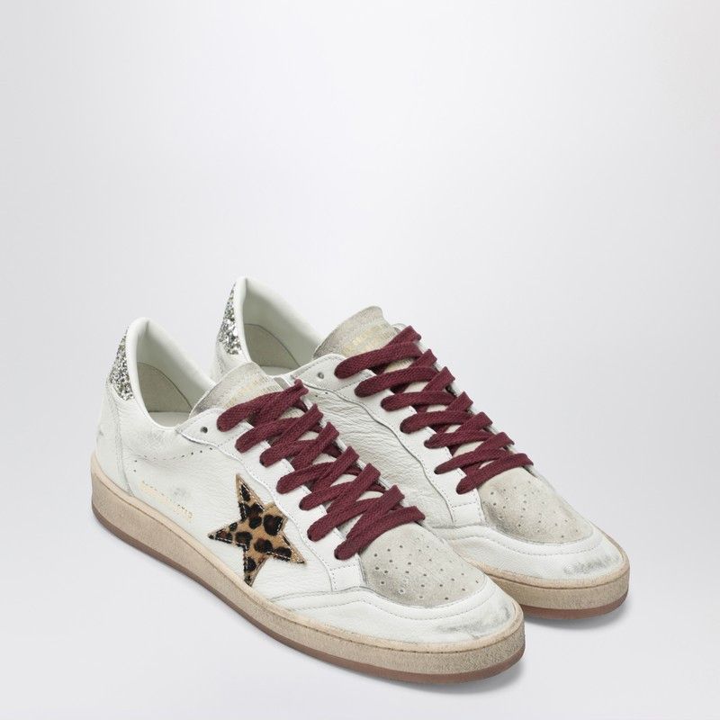 Golden Goose Ball Star Sneakers With Leopard-Print Pony Hair Star