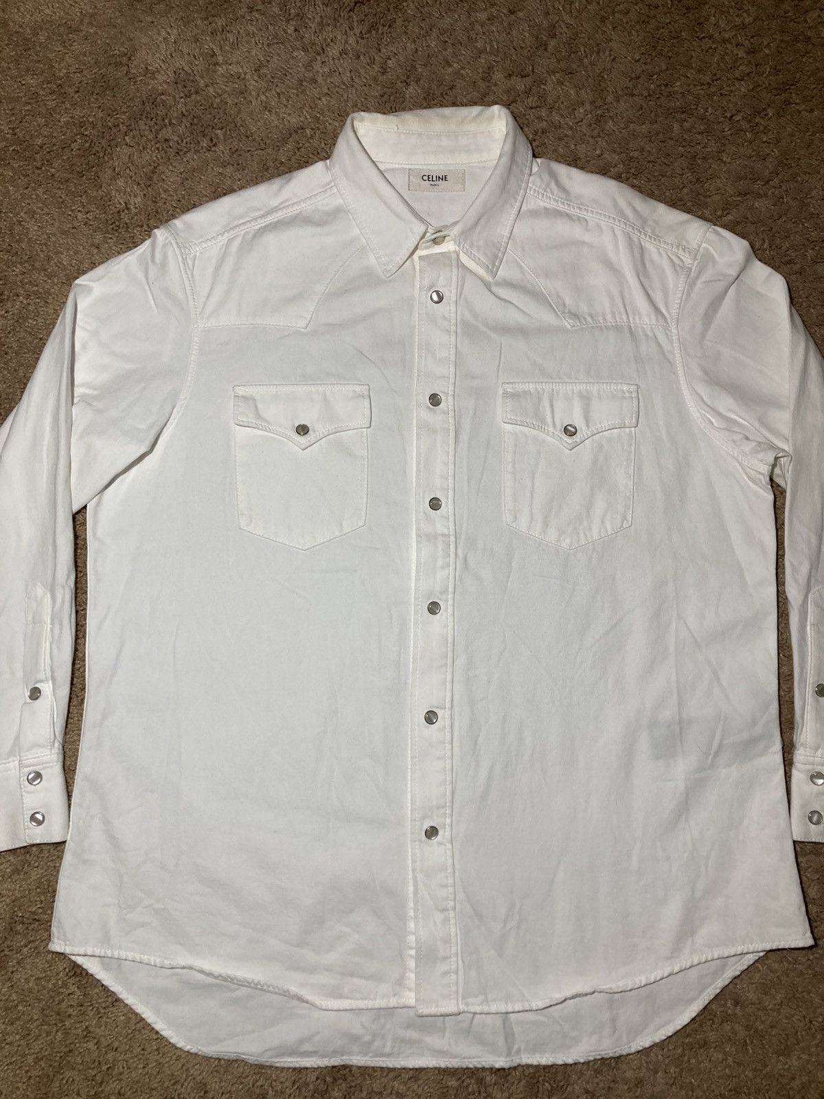 Celine AW23 Celine Western Shirt Relaxed Pearl 2023 Hedi Denim Slim Size US M / EU 48-50 / 2 - 2 Thumbnail