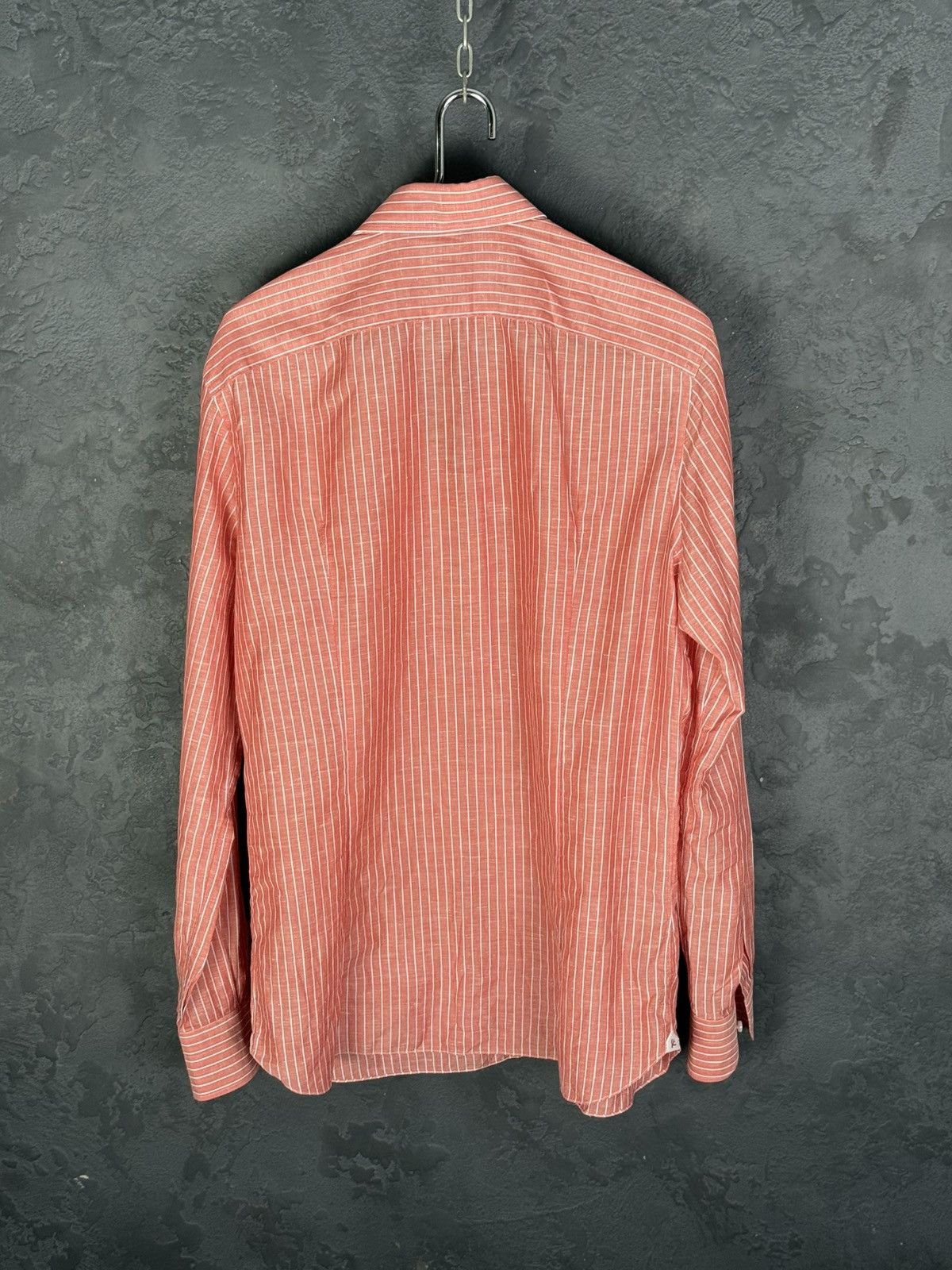 Isaia Mens Isaia Multi Striped Coton / Linen Shirt Multi Size US M / EU 48-50 / 2 - 13 Thumbnail