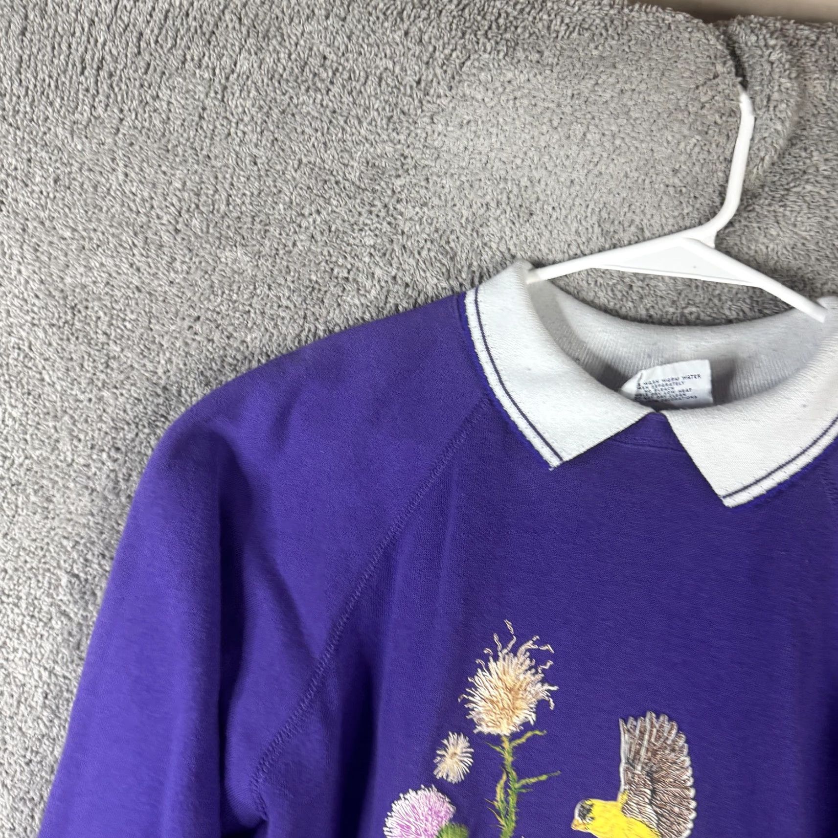 Vintage VINTAGE Morning Sun Womens Collared Fleece Shirt Purple Floral Bird Raglan Sleeve L Size L / US 10 / IT 46 - 5 Thumbnail