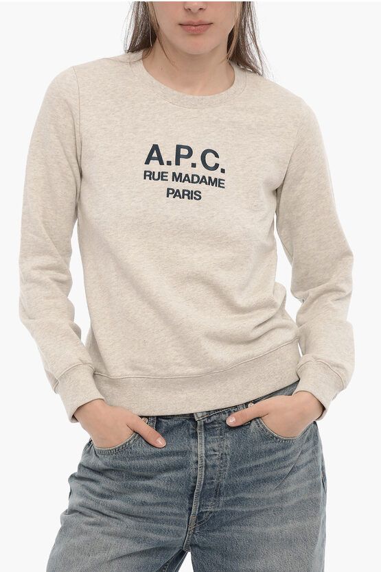 image of A P C Og1Mm0524 Brushed Cotton Sweatshirt In Grey, Women's (Size Medium)