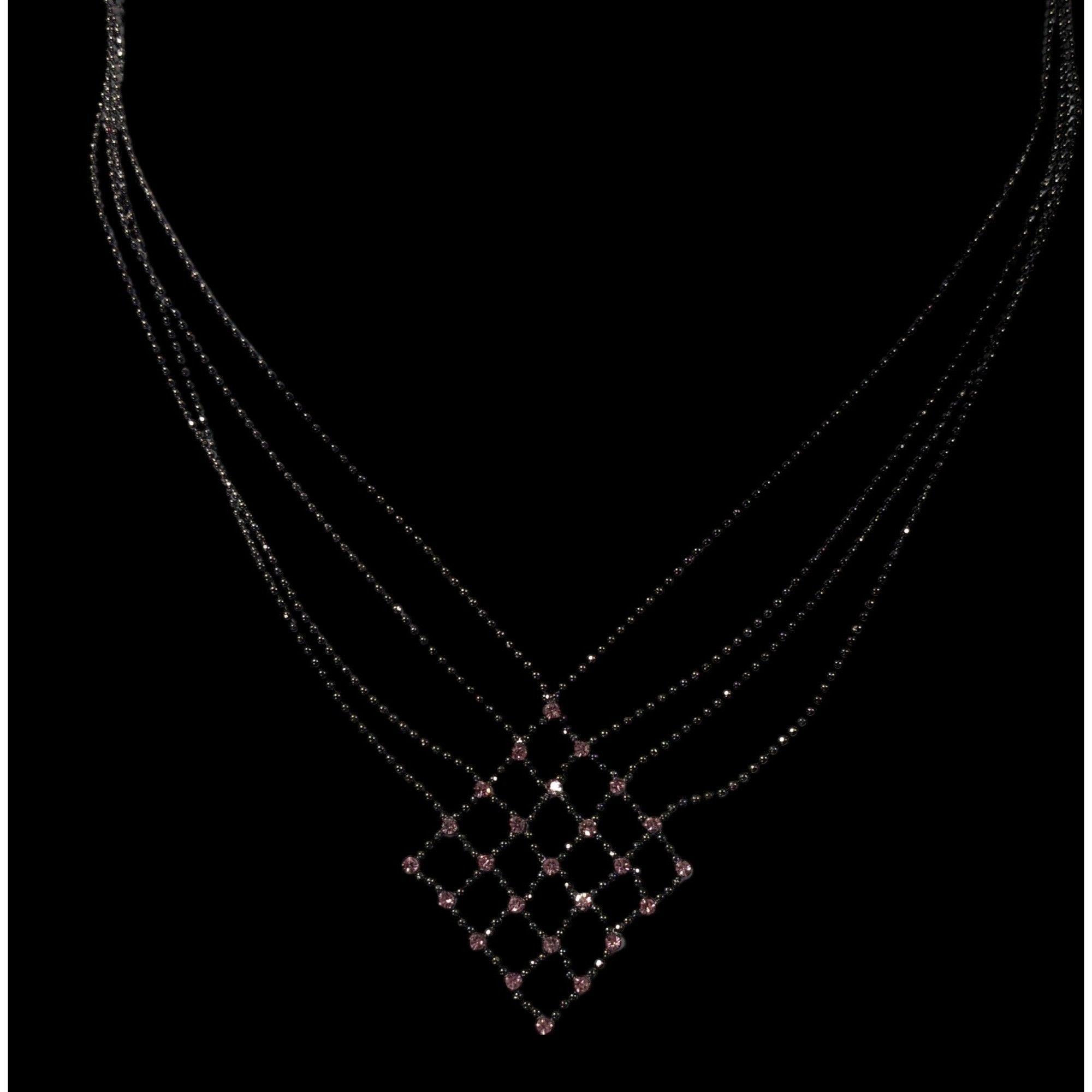 Other Pastel Goth Pink Rhinestone Chain Lattice Necklace Size ONE SIZE - 7 Thumbnail