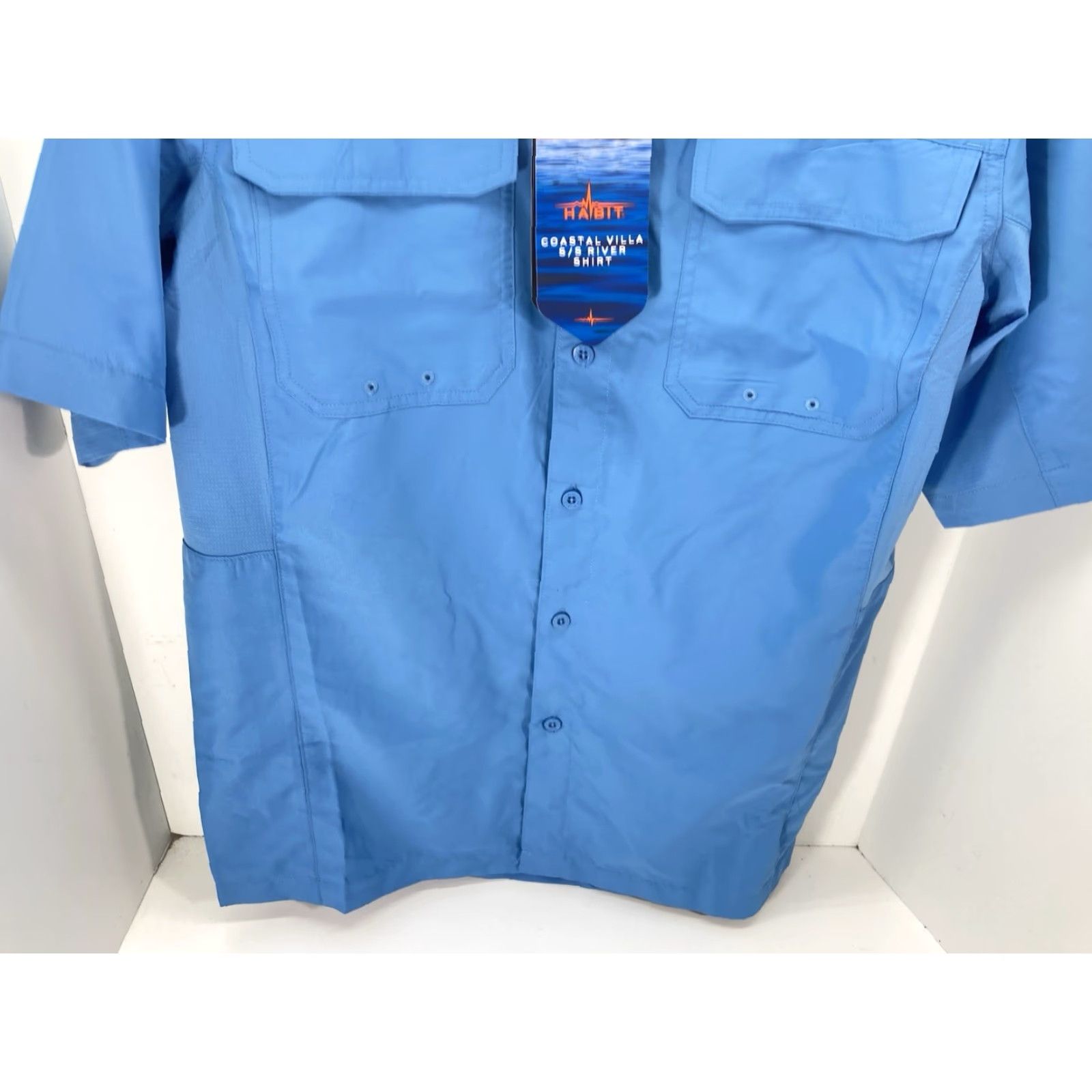 Habitat Habit Coastal Villa River Shirt Men Small Blue Short Sleeve Button Vented NWT Size US S / EU 44-46 / 1 - 3 Thumbnail