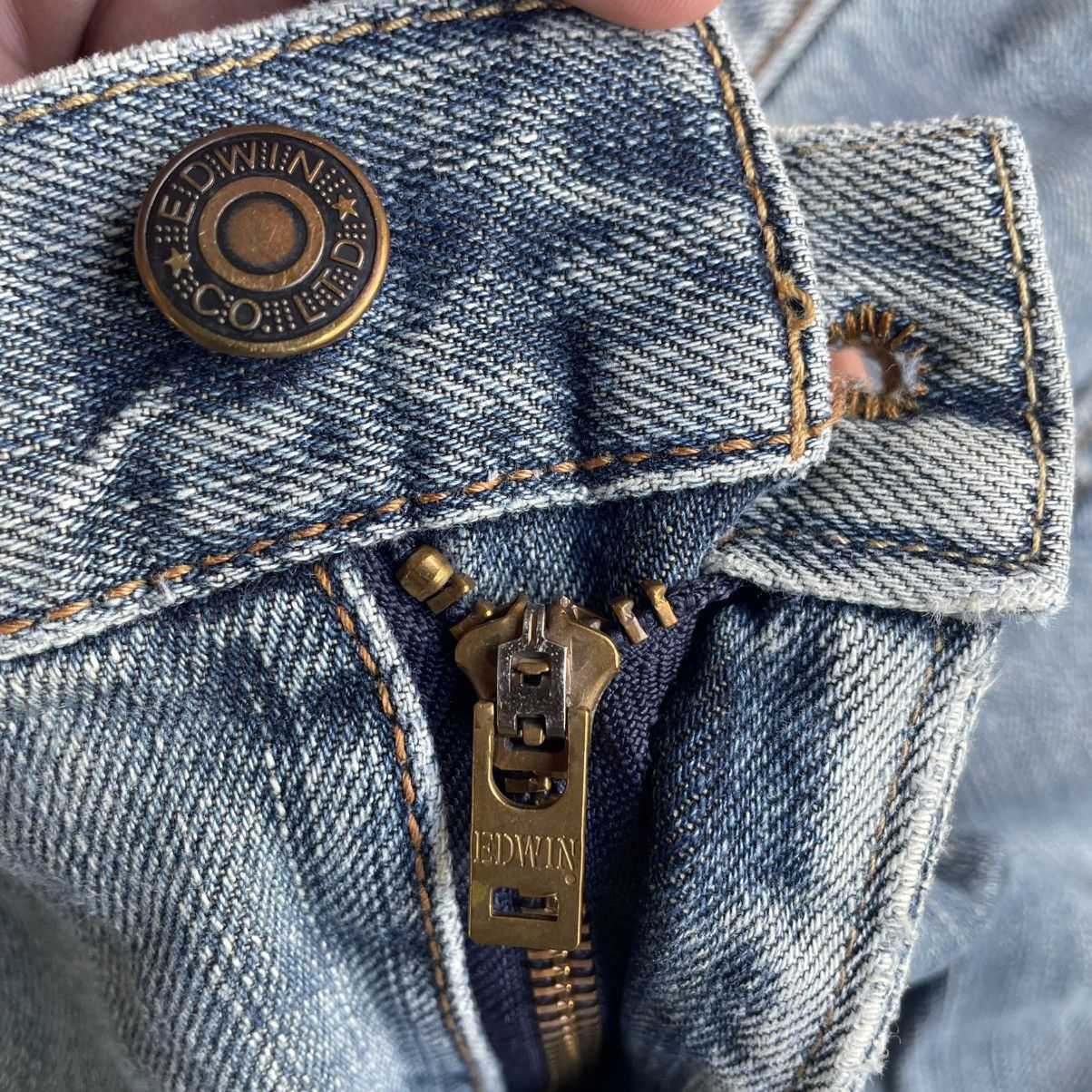 Edwin 🔥Vintage Edwin 403 Stoned Washed Distress Denim Jeans Size US 35 - 11 Thumbnail