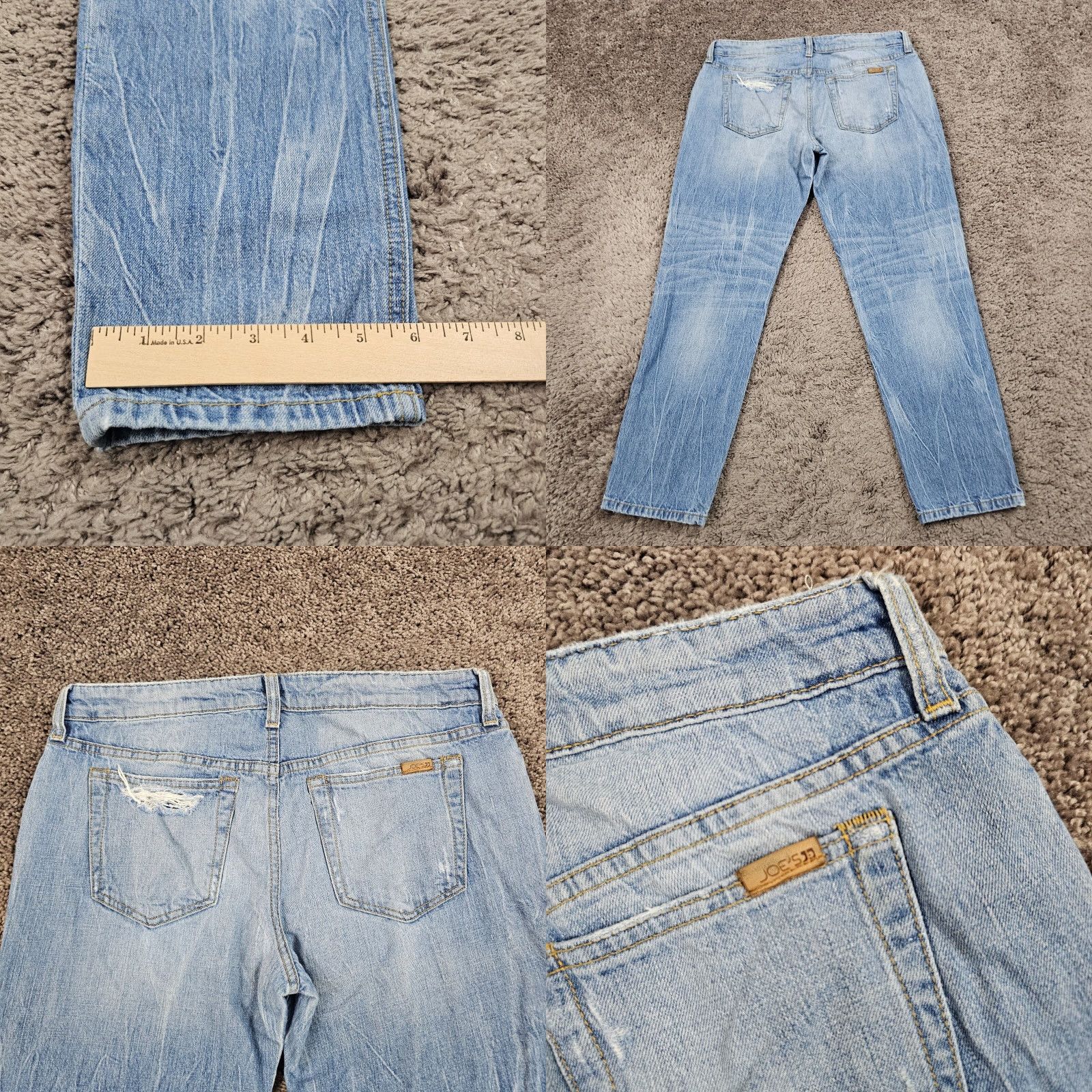 Vintage Joe's Jeans Jeans Women 28 Boyfriend Crop Light Wash Distressed Ex Lover 30x26 Blue Cotton Denim Regular Inseam 26 in Womens Size 28" / US 6 / IT 42 - 8 Thumbnail