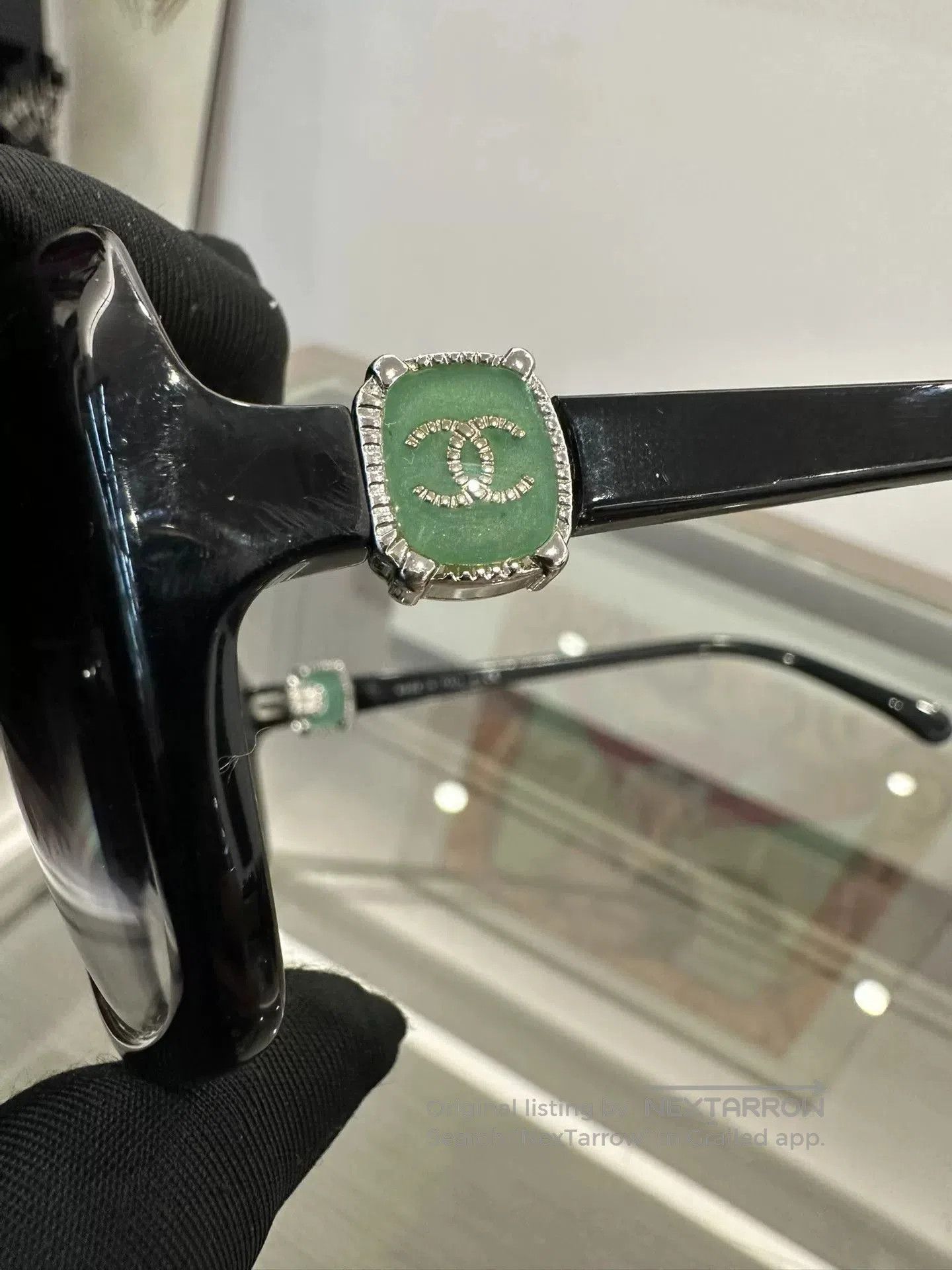 Chanel Chanel Side Double C Green Sunglasses. Size ONE SIZE - 6 Thumbnail