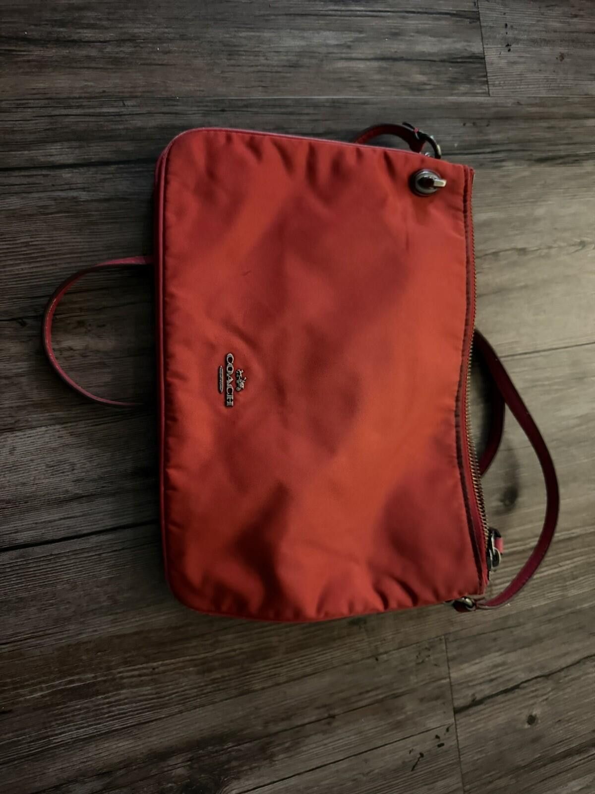 Coach Coach Nylon/Leather Red Crossbody Shoulder Bag Size ONE SIZE - 1 Thumbnail