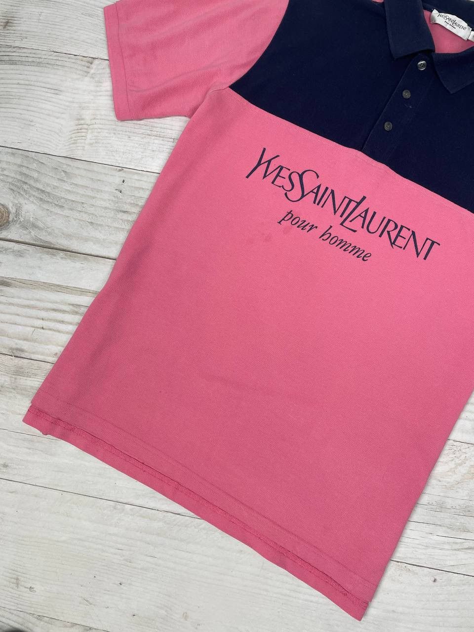 Vintage Yves Saint Laurent Polo Shirt Big Logo YSL Luxury