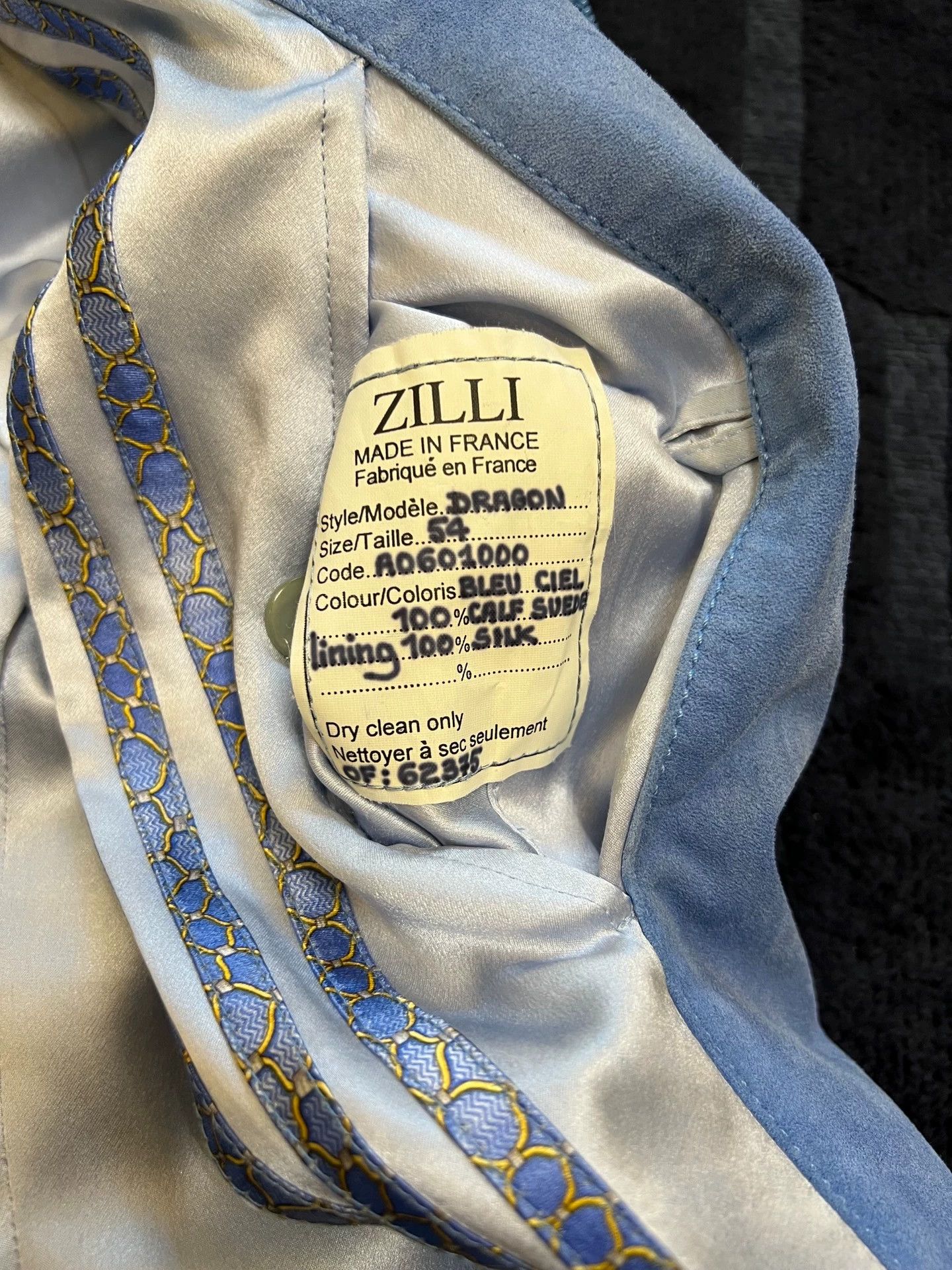 Zilli Zilli nubuck shoulder pad sky blue 46-48 pre-owned Size US L / EU 52-54 / 3 - 7 Thumbnail