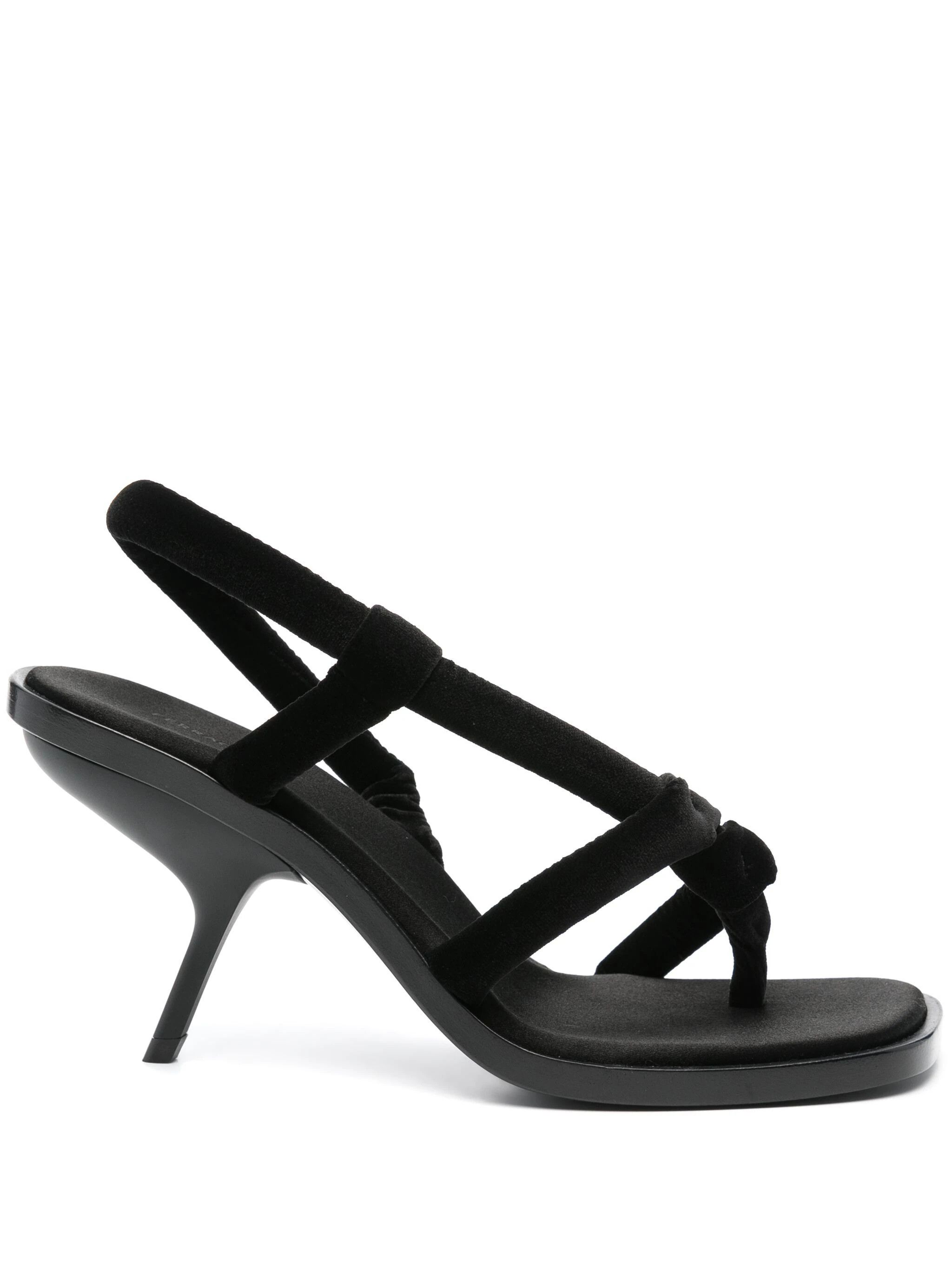 Salvatore Ferragamo o1s1rm0924 Velvet Sandals in Black Size US 7.5 / IT 37.5 - 1 Thumbnail