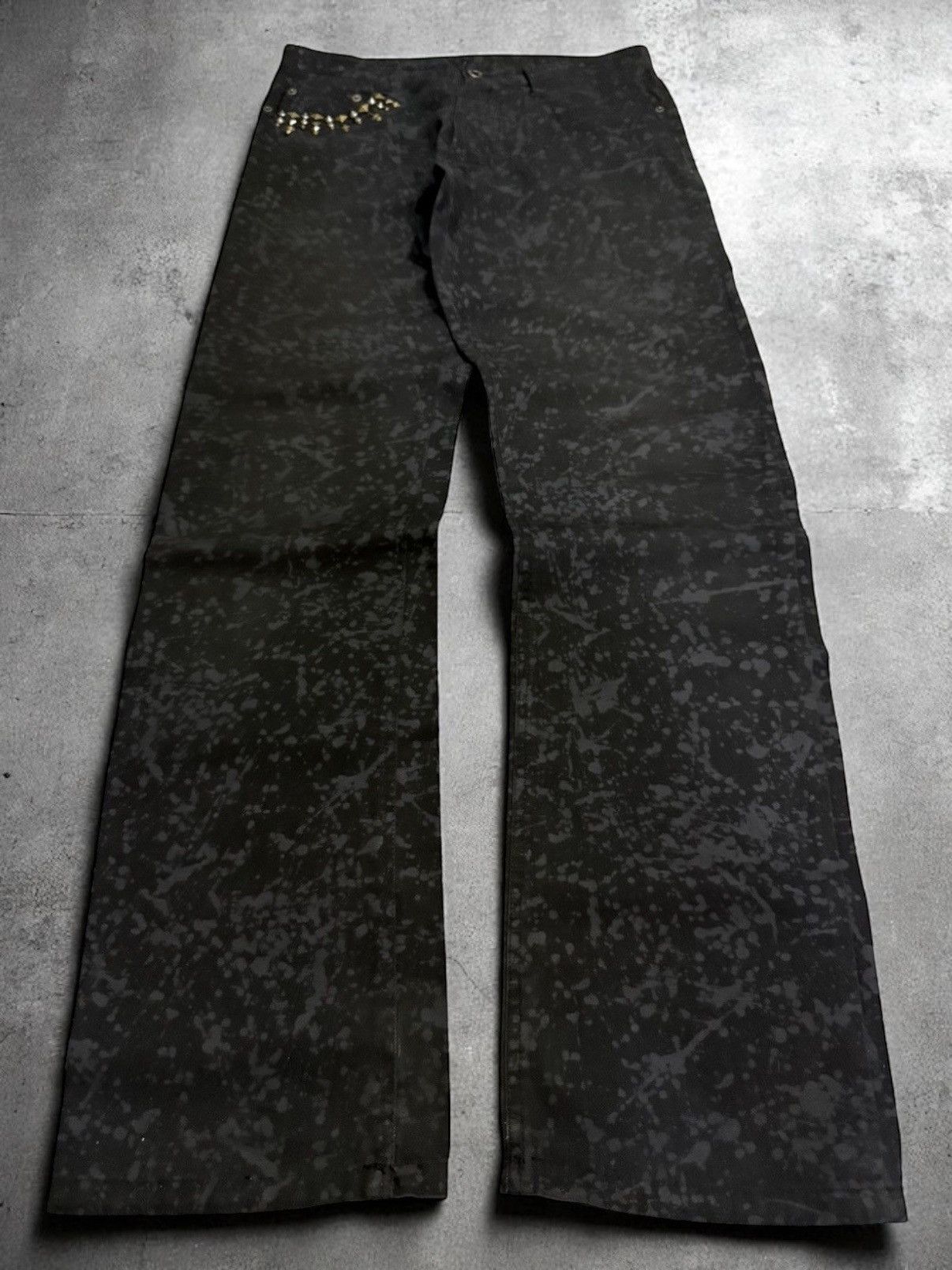 If Six Was Nine 5351 Pour les Homme Artisanal Studs Blackout Splatter Pants Size US 30 / EU 46 - 1 Thumbnail