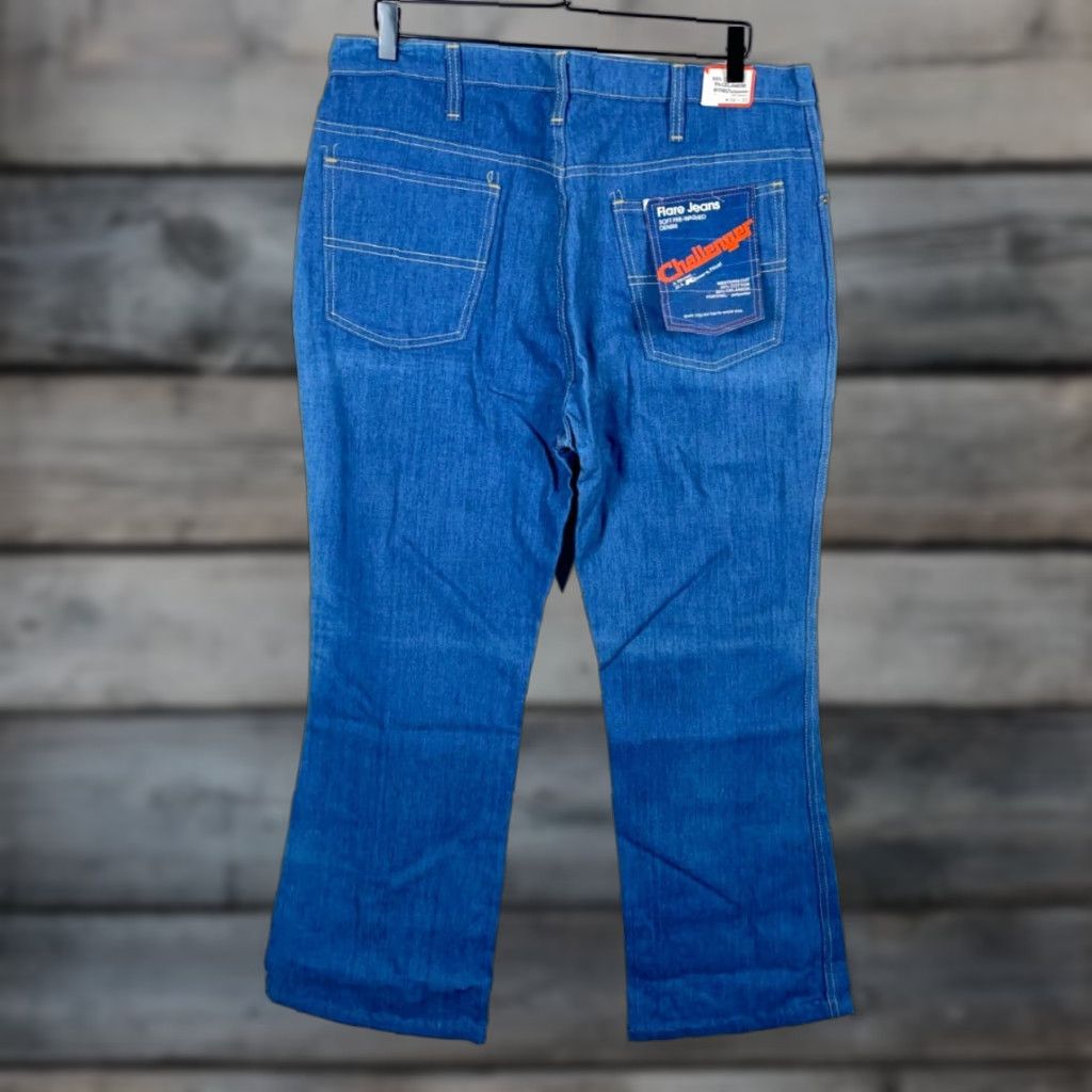 Vintage VINTAGE Challenger Jeans Women's 70s Flared Denim 37 x 28 Blue Cotton Blend Unworn 38/30 Tag Mens Womens Boys Girls Size 26" / US 2 / IT 38 - 1 Thumbnail