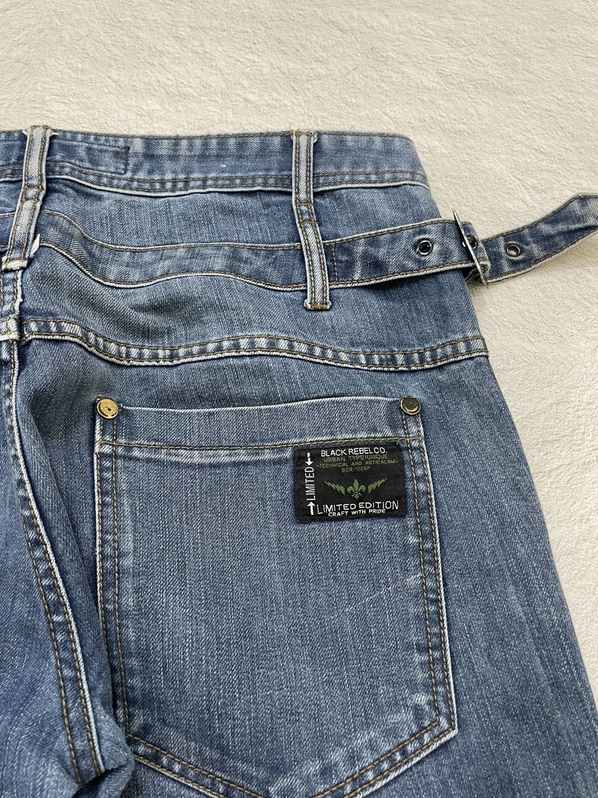 2000s Black Label Double Waist Denim Embroidered Y2K Japan