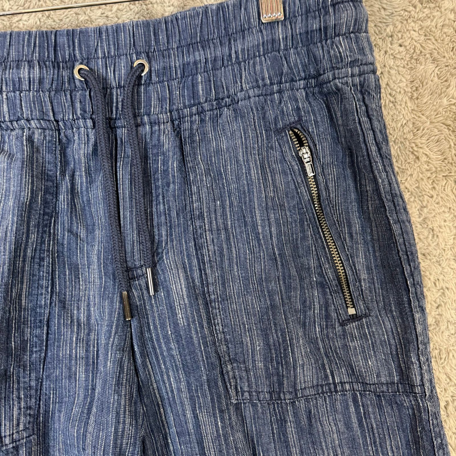 Athleta Athleta Cabo Linen Wide Leg Pant Women 4 Drawstring Blue Size 27" / US 4 / IT 40 - 4 Thumbnail