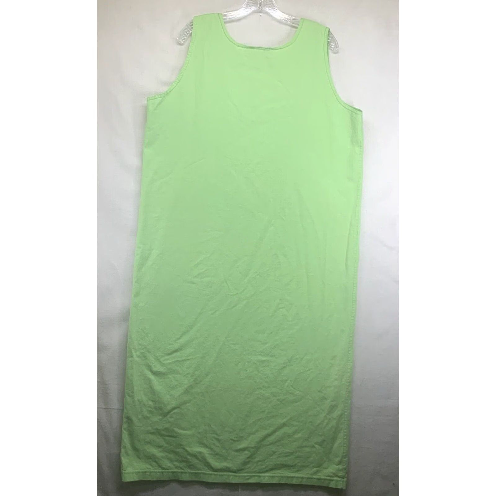 Vintage VINTAGE Women's Beach Dress Sheath Summer Cotton Lime Green Size Large Embroidered Ocean Vacation Size L / US 10 / IT 46 - 2 Thumbnail