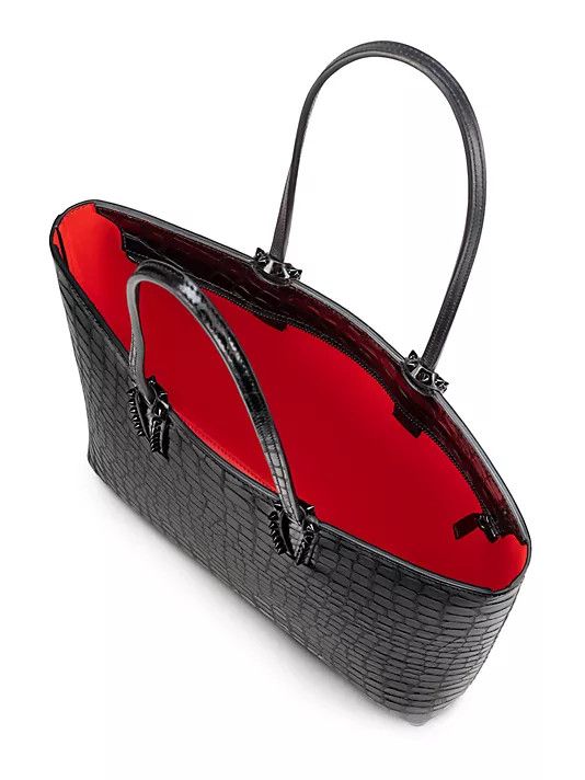 Christian Louboutin oc11z0126 Size: OS/Cabata Zipped Embossed Tote Bag in Black Size ONE SIZE - 2 Thumbnail