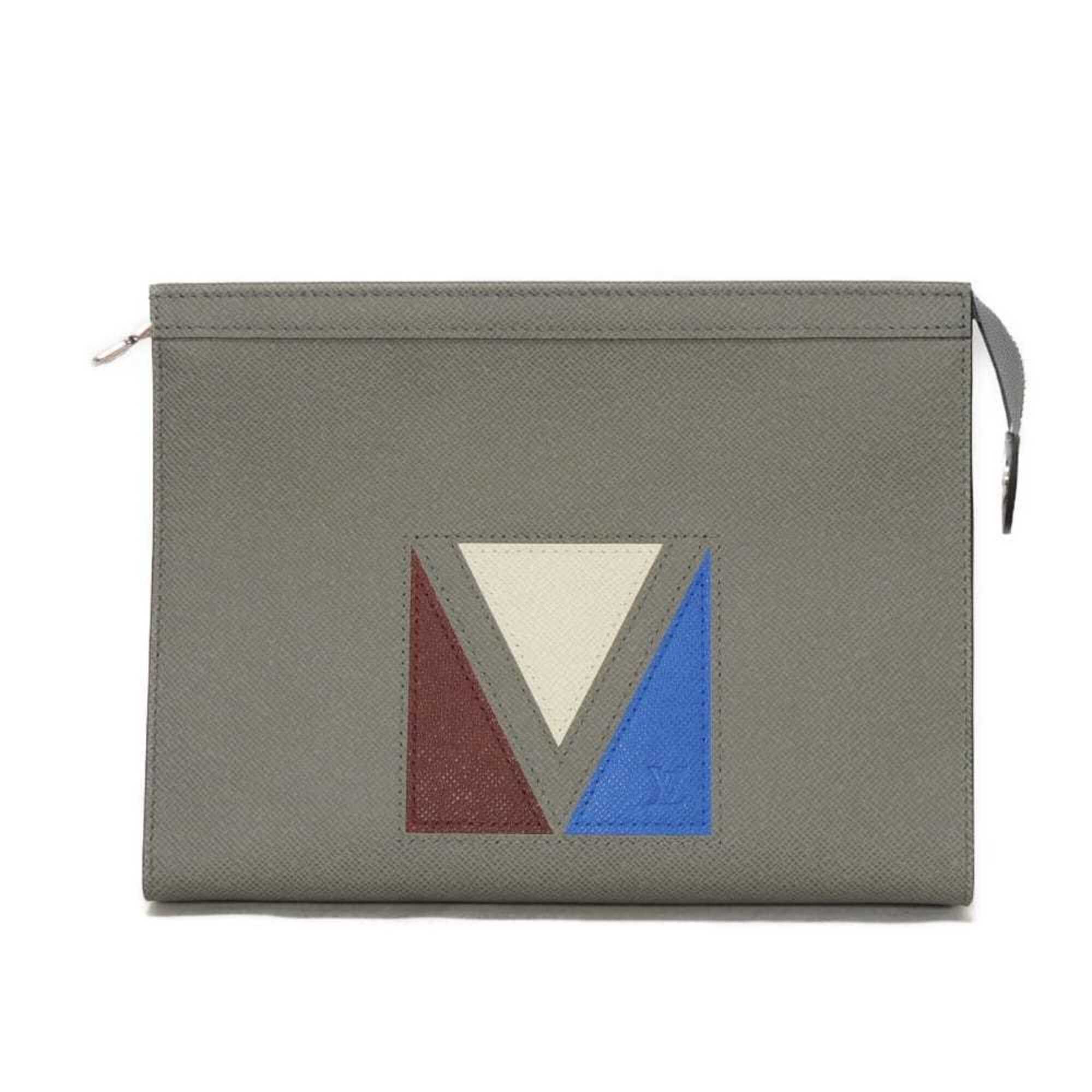 Louis Vuitton Louis Vuitton Clutch Bag Pochette Voyage MM America's Cup Grey RFID IC Chip Unused Taiga Glacier M59147 Men's Size ONE SIZE - 1 Thumbnail