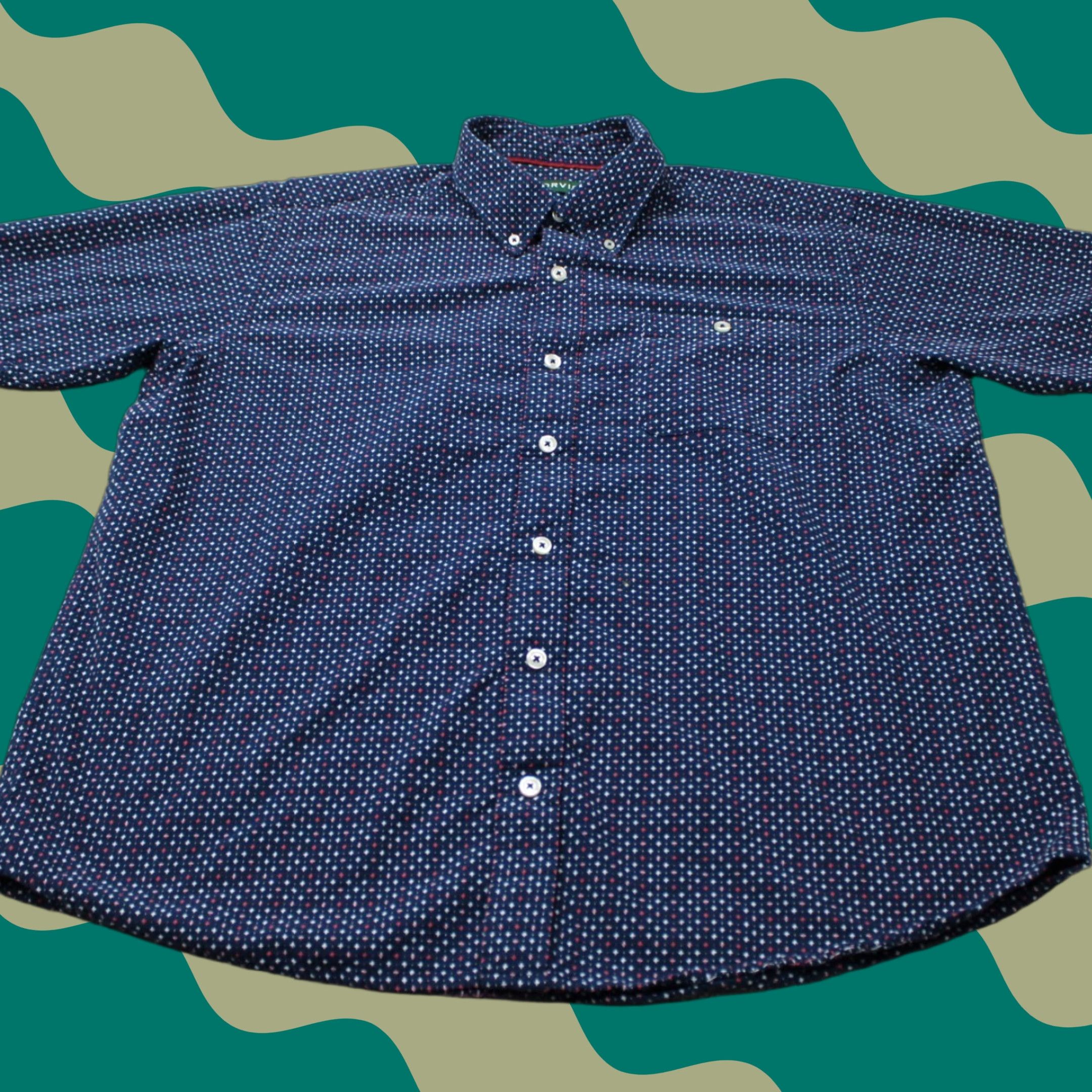Orvis Orvis Shirt Mens XL Blue Geometric Classic Fit Cotton S/S Button-Down Size US XL / EU 56 / 4 - 1 Thumbnail