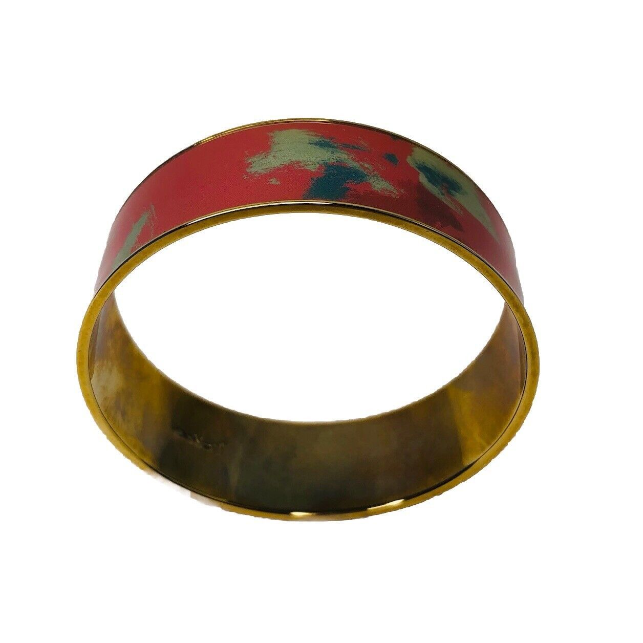 J.Crew J Crew Abstract Enamel Wide Bangle Bracelet Brick Red Gold Size ONE SIZE - 3 Thumbnail