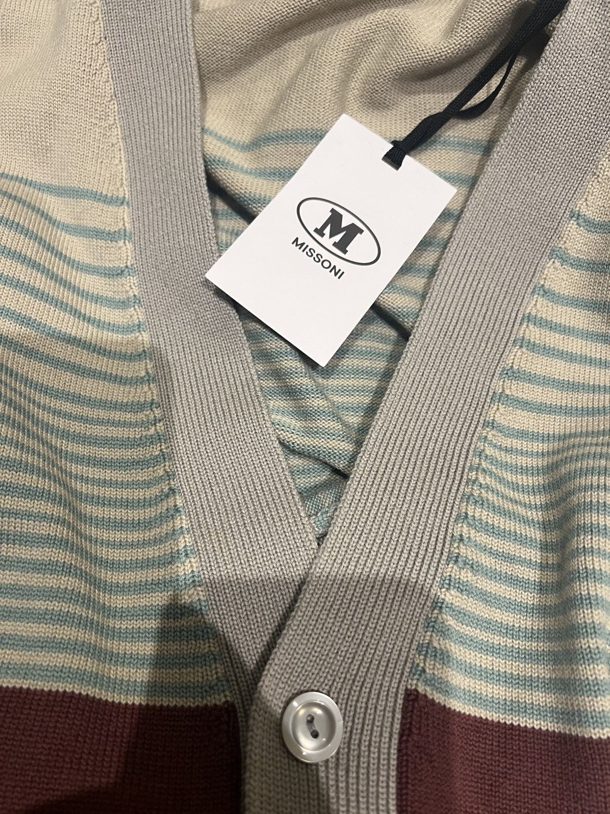 Missoni MISSONI Wool Striped Cardigan Multicolour Gray Large Jumper Size US L / EU 52-54 / 3 - 12 Thumbnail