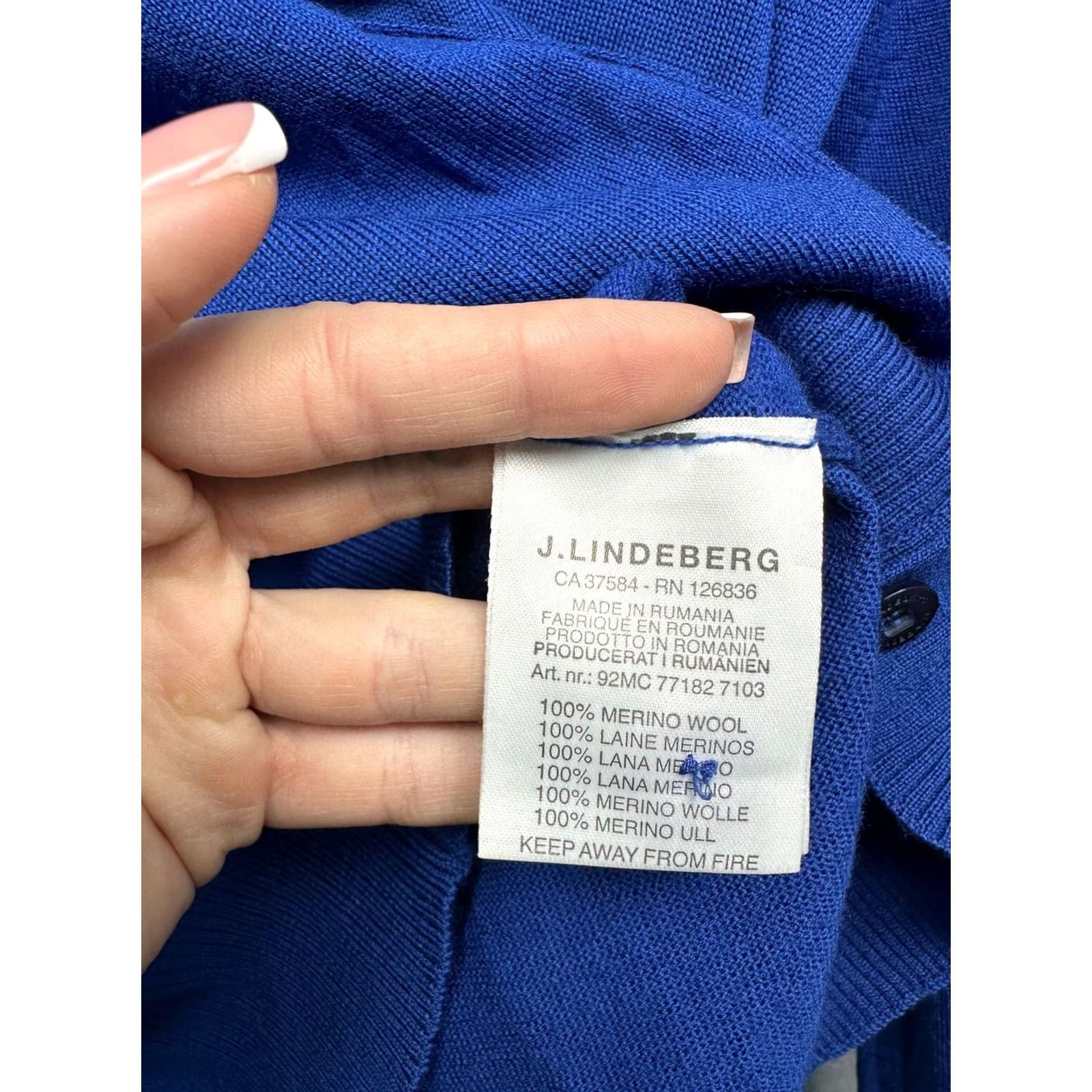 J.Lindeberg J. Lindeberg Mens Merino Wool Cardigan Jumper Sweater Size L Blue Womens Mens Size US L / EU 52-54 / 3 - 5 Thumbnail