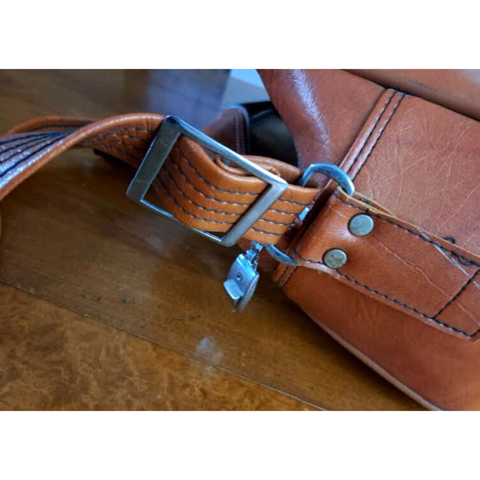 Sears VINTAGE Sears Brown Leather Travel Bag EUC Shoulder Bag Unisex Adults Medium 16x12x10 Travel Nylon Lining Buckle Zip Customized DB Cooper Pattern Size ONE SIZE - 3 Thumbnail
