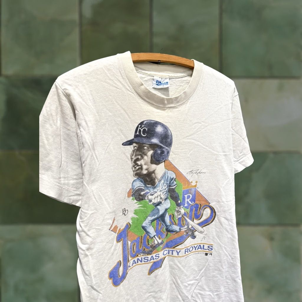 Salem Sportswear VINTAGE Salem Sportswear Bo Jackson Kansas City Royals White MLB Tee M Size US M / EU 48-50 / 2 - 1 Thumbnail