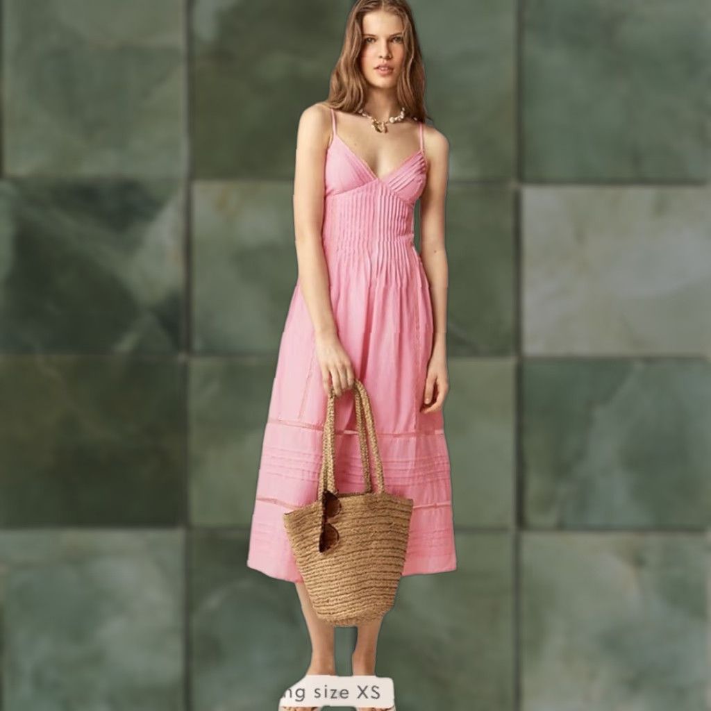 J. Crew Dress A-Line Midi Cotton Voile Tall Milano XXL Pink Daylilly Womens