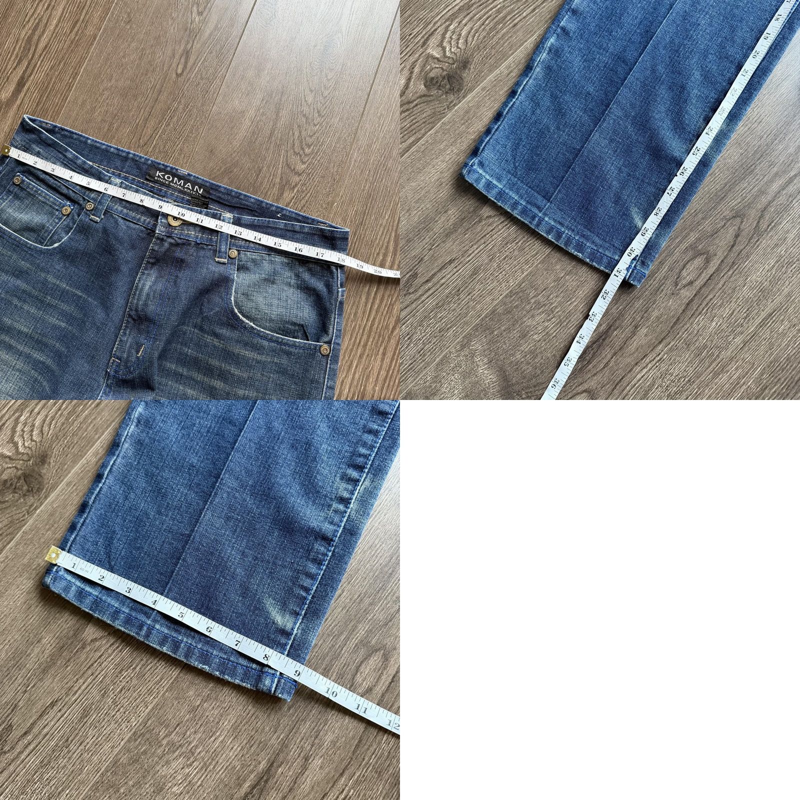 Denime Koman Jeans Mens 36x32 Baggy Grunge Y2K Blue Medium Wash Denim Straight Relaxed Fit Pants Size US 36 / EU 52 - 8 Thumbnail
