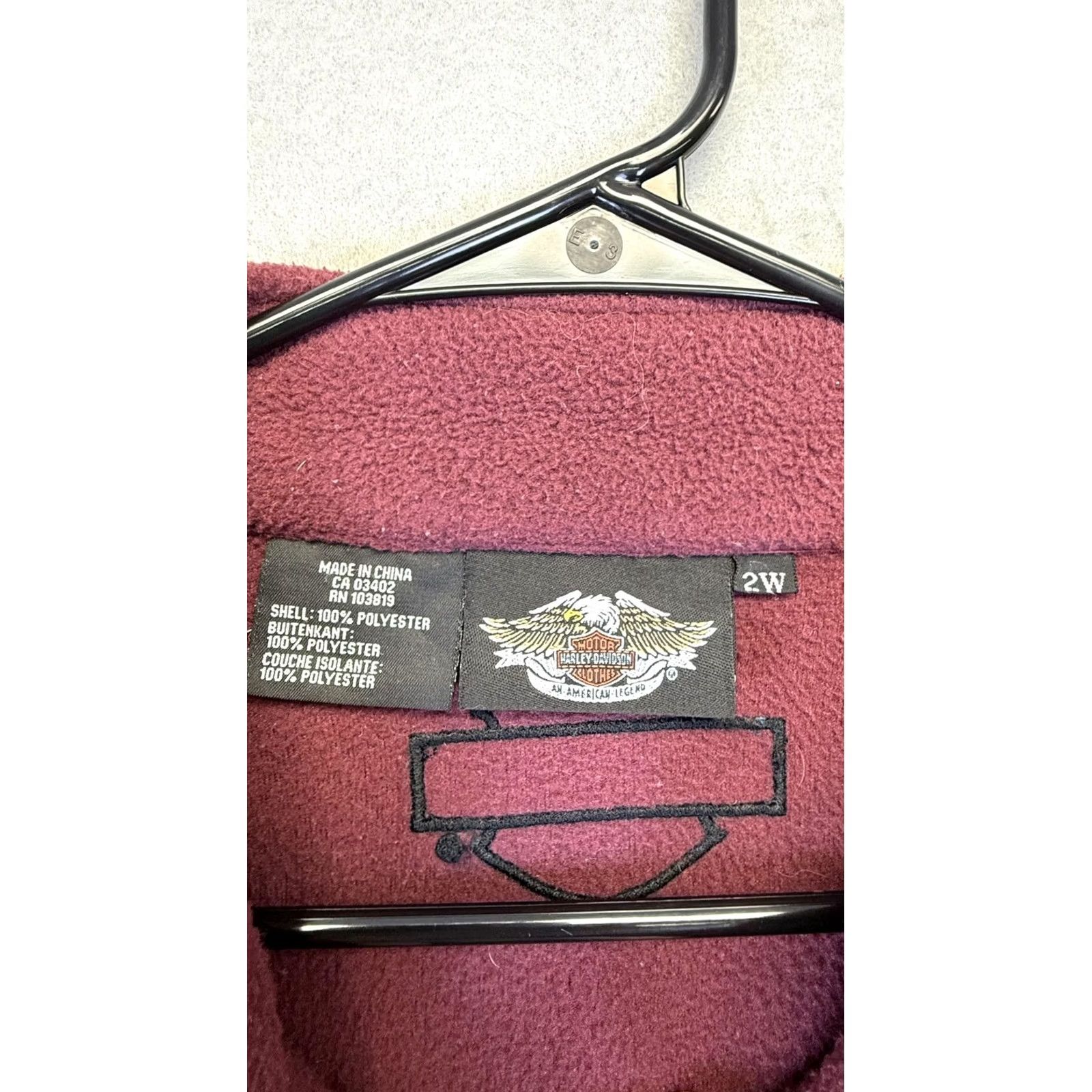 Harley Davidson VINTAGE Harley-Davidson Jacket Womens 2XL Burgundy Fleece Full Zip Spell Out Motorcycle Size XXL / US 16-18 / IT 52-54 - 4 Thumbnail