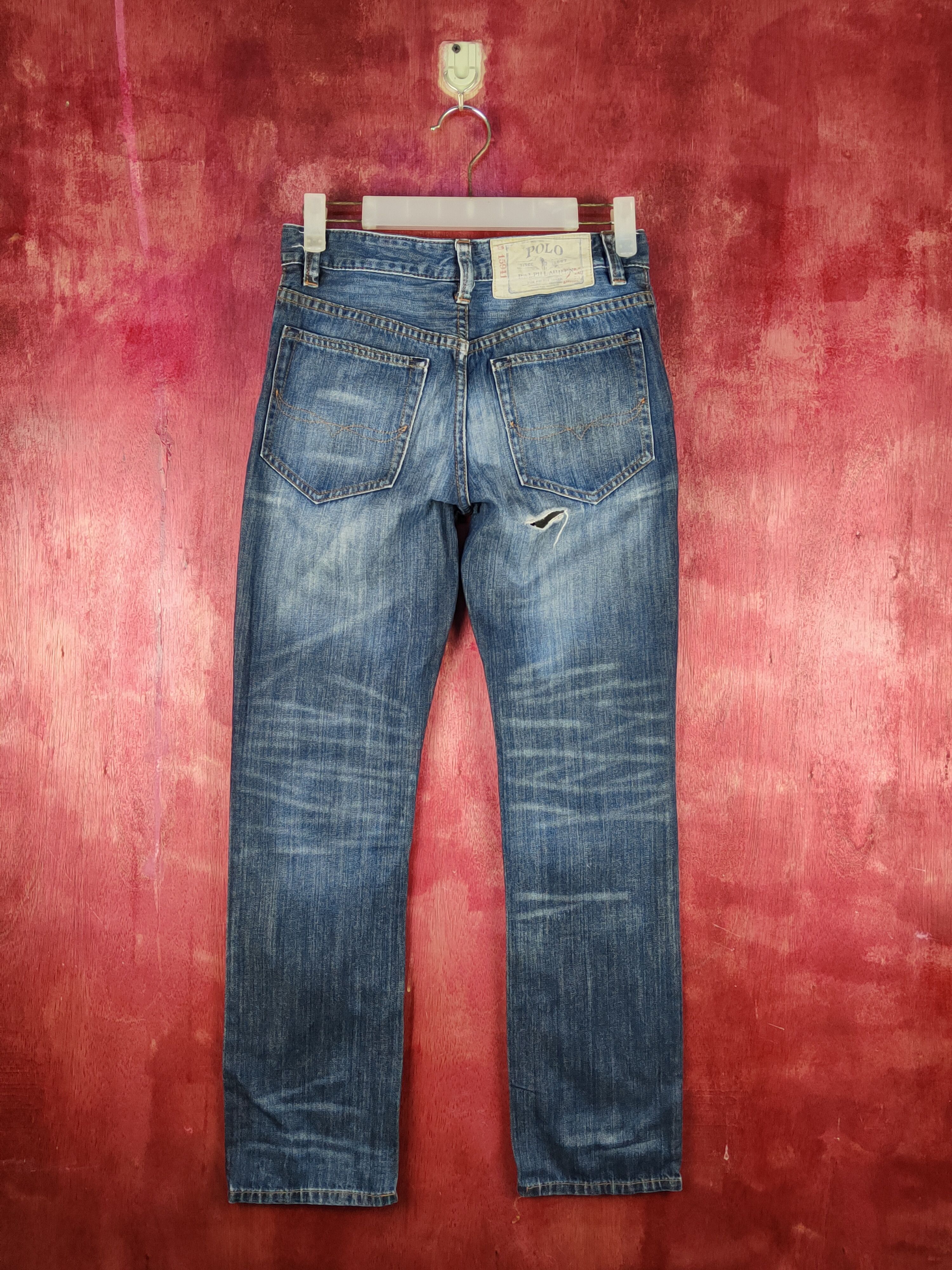 Polo Ralph Lauren Polo Ralph Lauren skater Blue Distressed ripped Denim #S1593 Size US 27 - 8 Thumbnail