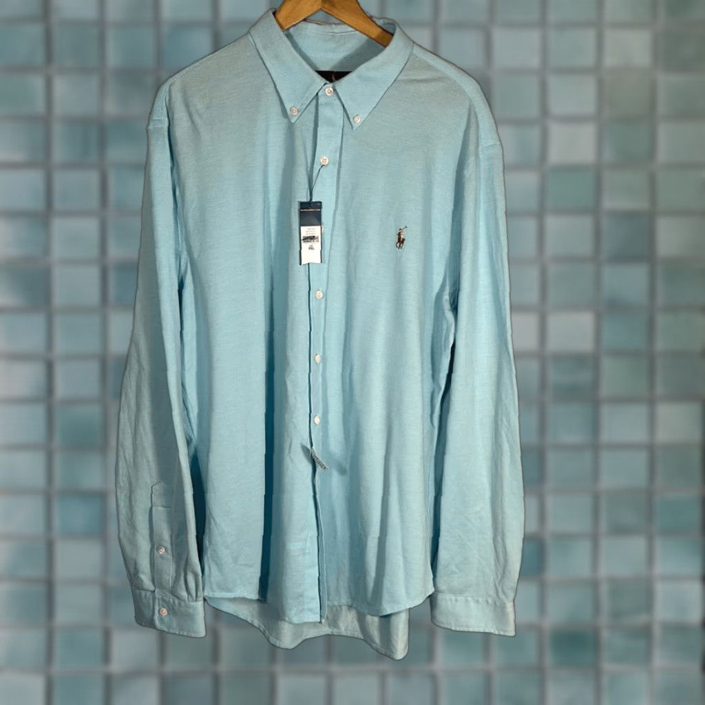Polo Ralph Lauren Polo Ralph Lauren Knit Dress Shirt XXL Long Sleeve Turquoise Blue Multicolor NEW Men Button-Up Shirt Size 48R - 1 Thumbnail