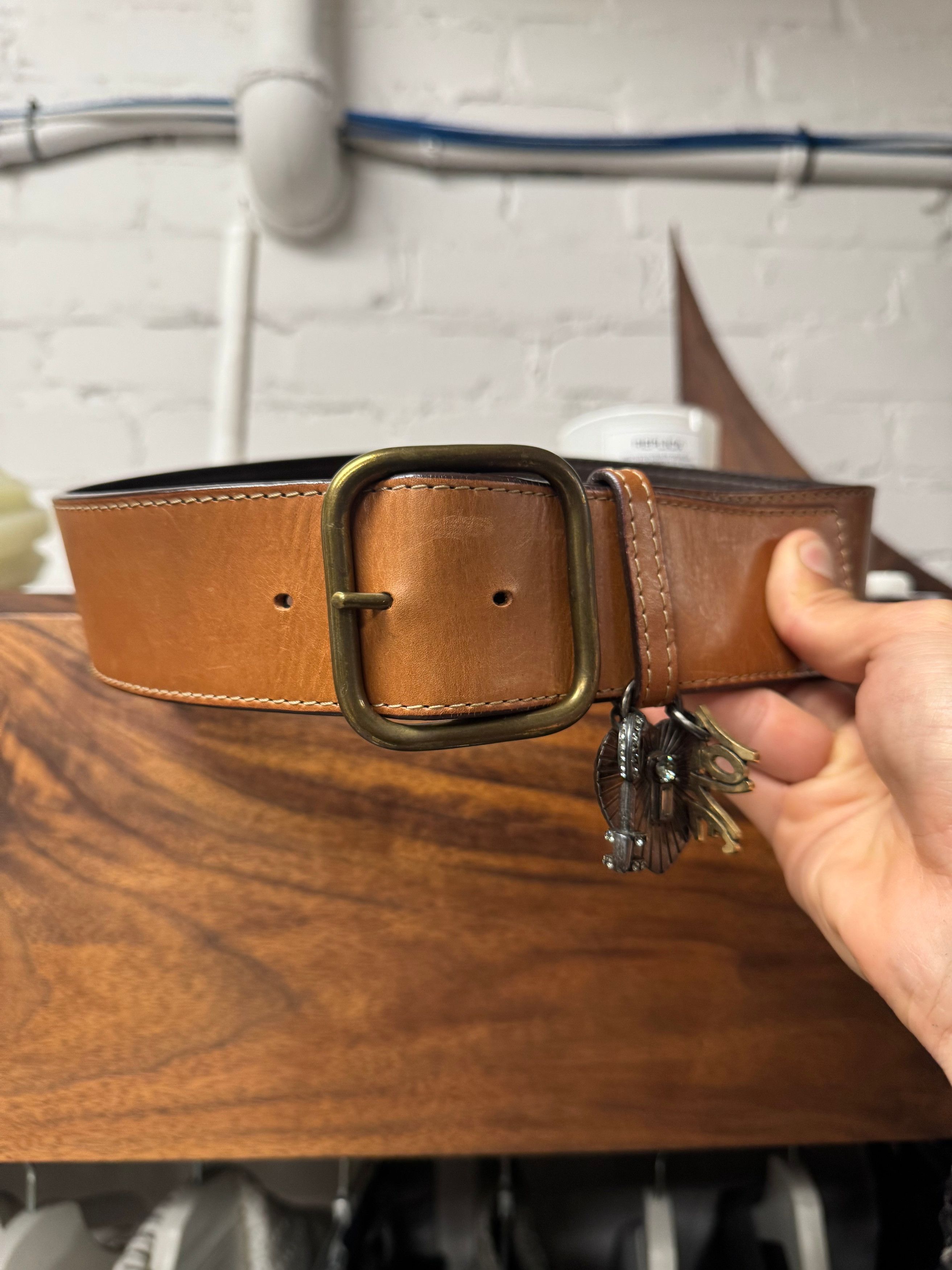 Lanvin Lanvin Square Buckle Brown ‘Charm’ Leather Belt Size ONE SIZE - 1 Thumbnail