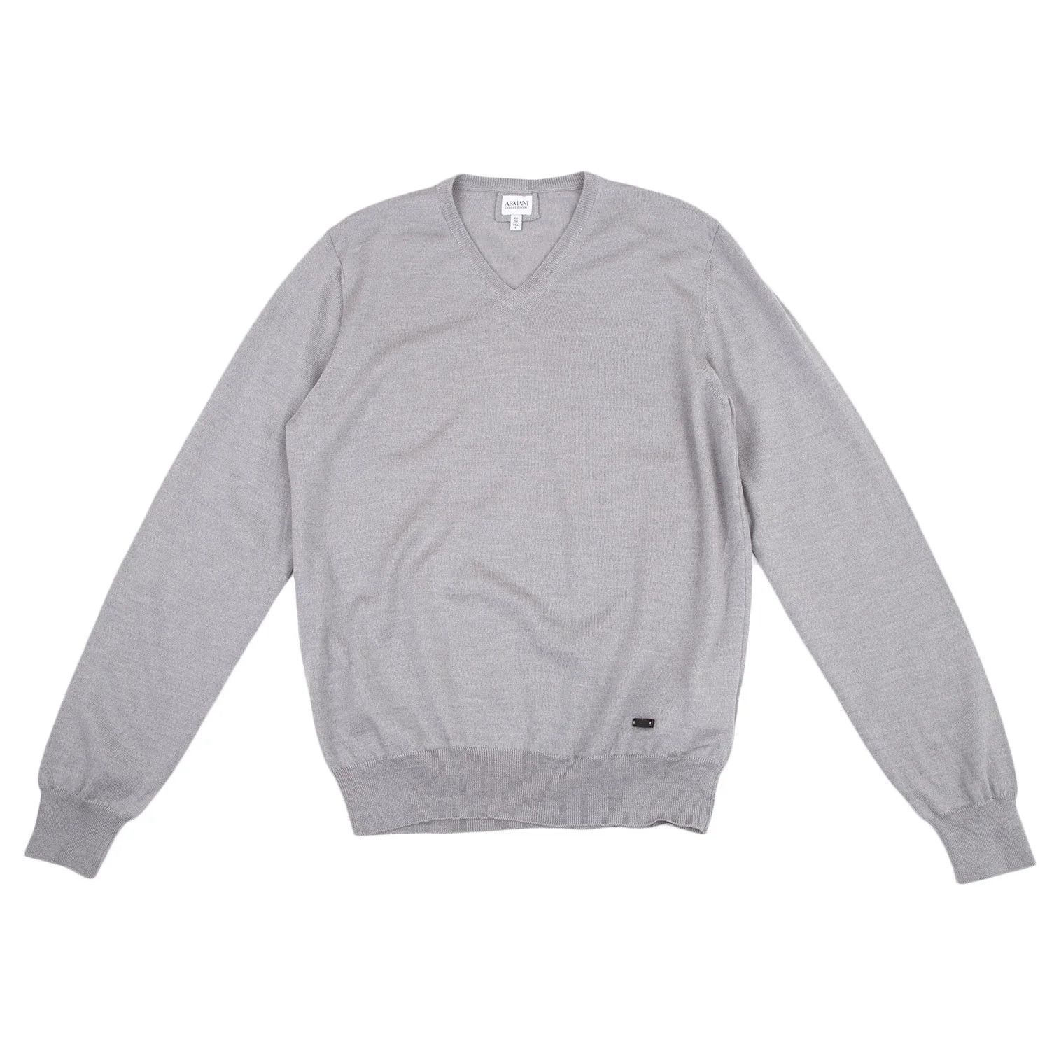 Armani Collezioni Wool V-Neck Knit Sweater in Gray, Size L Size US XXS / EU 40 - 1 Thumbnail