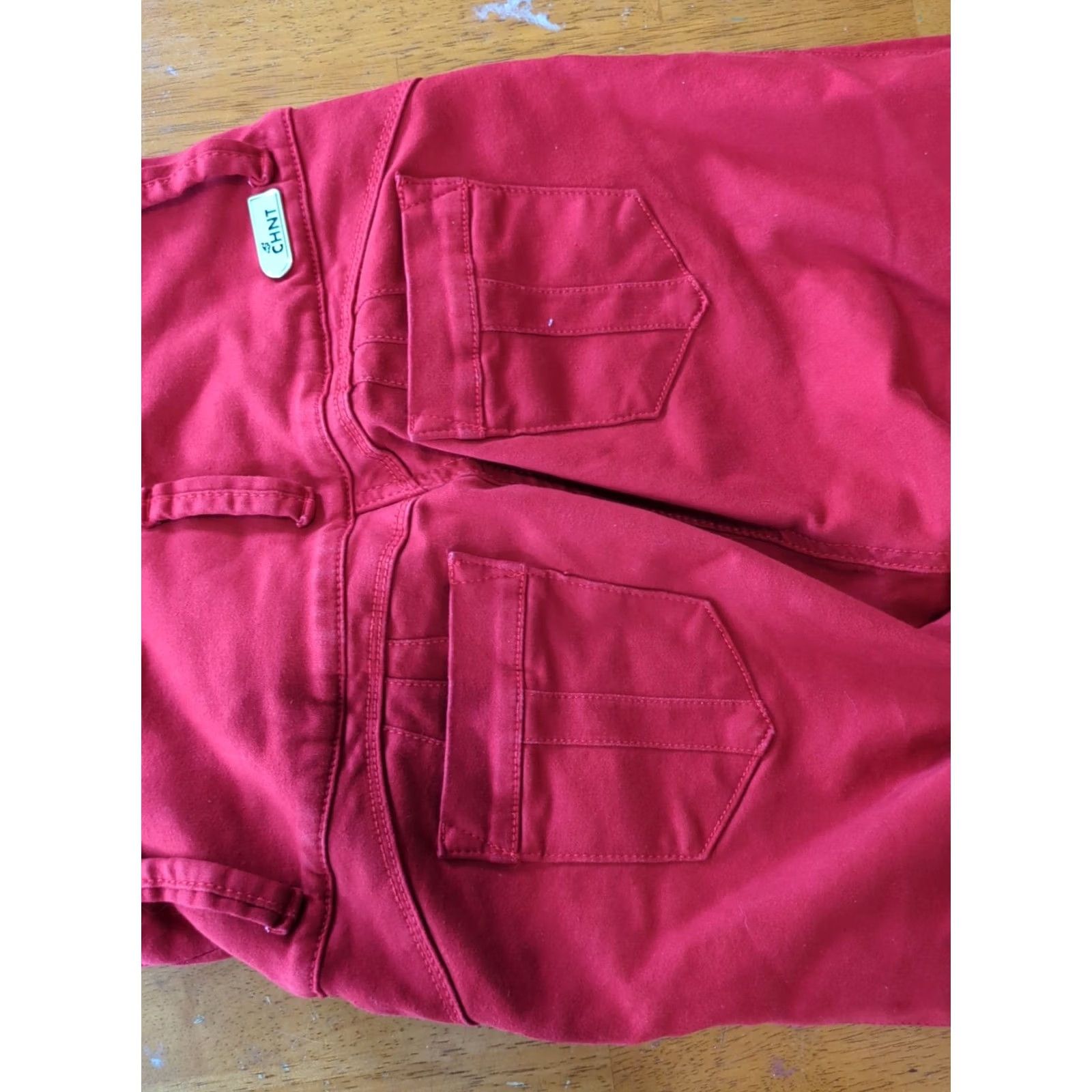 Vintage CHNT Red Overalls Jeans Women 12 Slim Stretch Pockets Button Zip Inseam 26 Latin Club Sexy Size 34" / US 12 / IT 48 - 7 Thumbnail