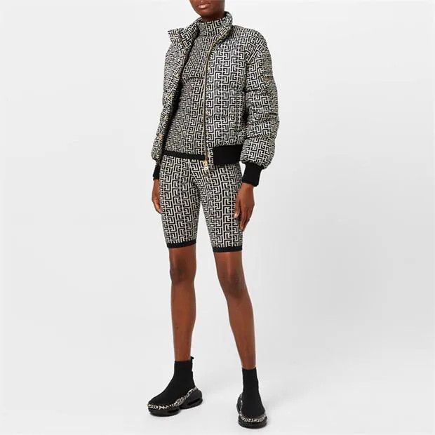 Balmain o1g2r1mq0924 Monogram Padded Jacket in Ivoire & Noir Size L / US 10 / IT 46 - 4 Thumbnail