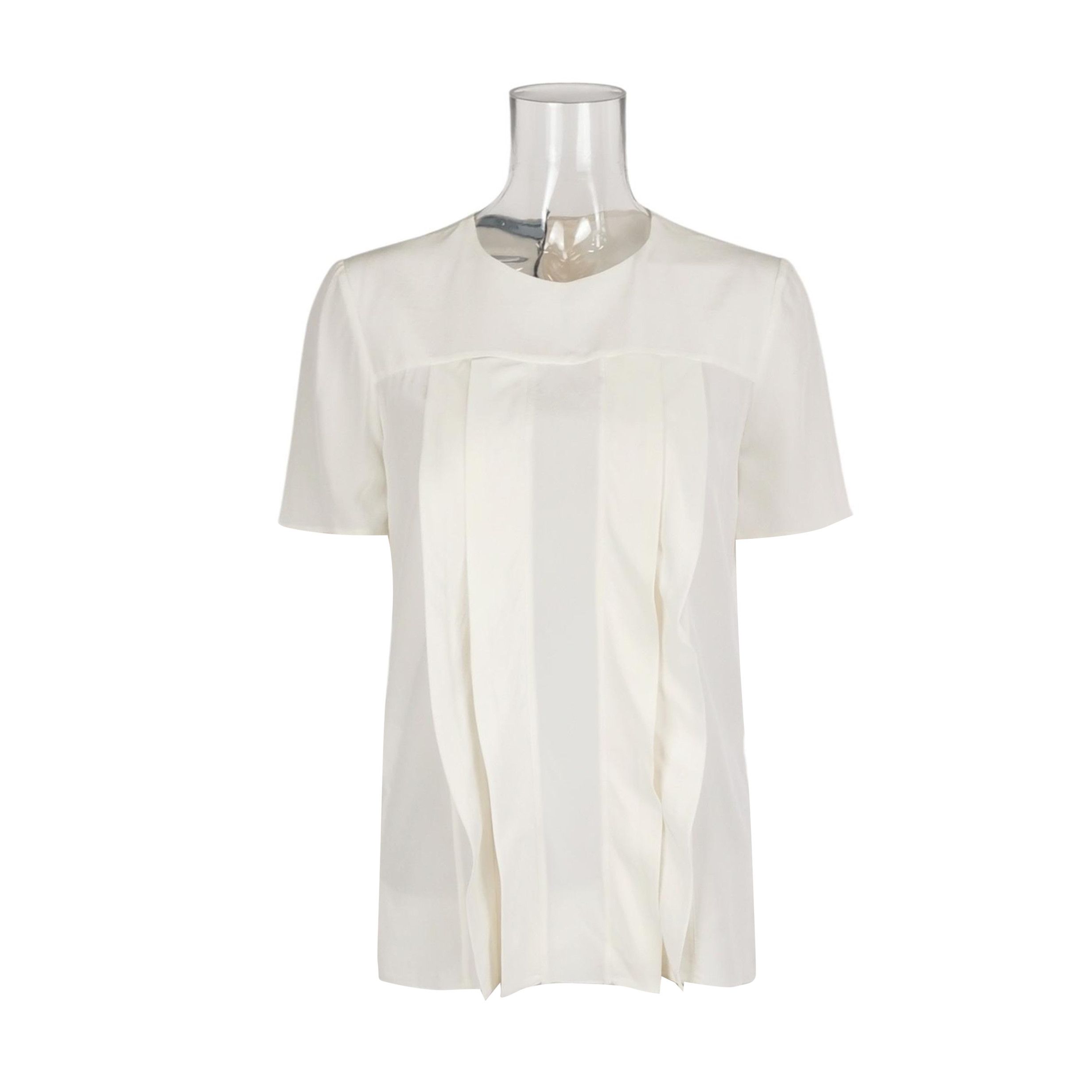 Prada Prada Solid Pleated Silk Top Size 38 0089 Size S / US 4 / IT 40 - 1 Thumbnail