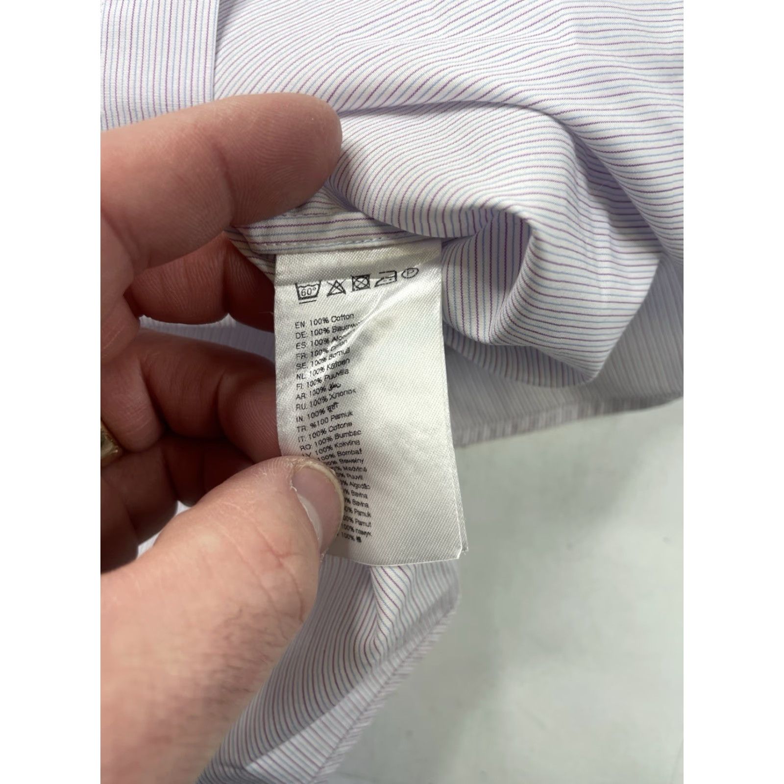 Eton Eton Dress Shirt Slim Fit Striped Mens 41 16 Multicolor 100% Cotton Contemporary Size 42R - 7 Thumbnail